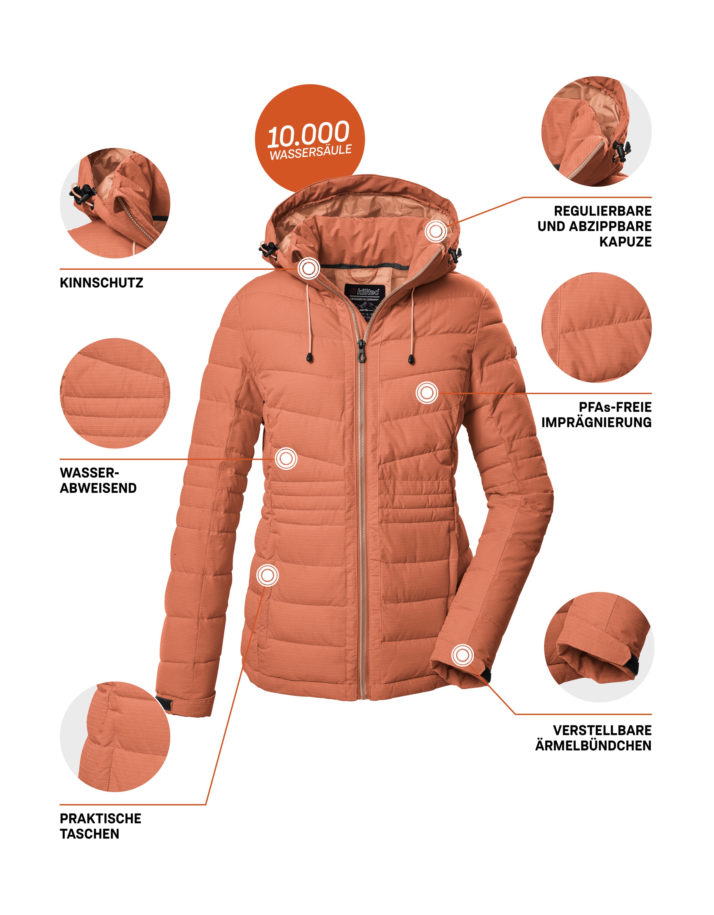 Killtec Steppjacke »KOW 10 WMN QLTD JCKT«, Damenjacke: abnehmbare Kapuze, wasserabweisend, atmungsaktiv