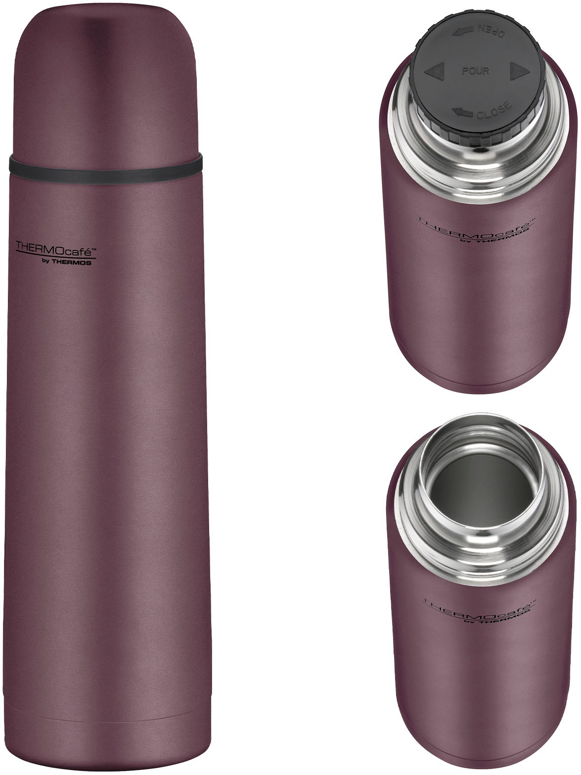 THERMOcafé Isolierflasche »TC EVERYDAY, Edelstahlkörper, spülmaschinenfest«, (1 tlg.), mit Twist & Pour Lid und Trinkbecher (nicht isoliert)