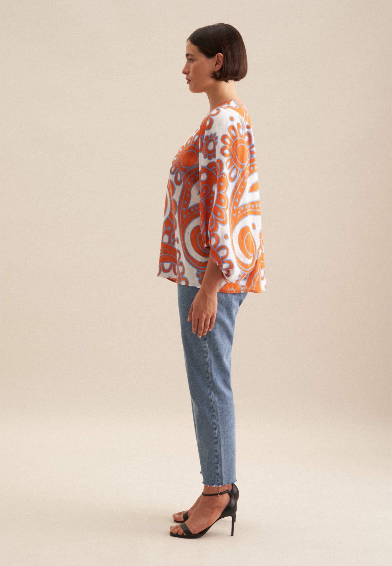 seidensticker Shirtbluse »Schwarze Rose«, 3/4-Arm V-Neck Paisley