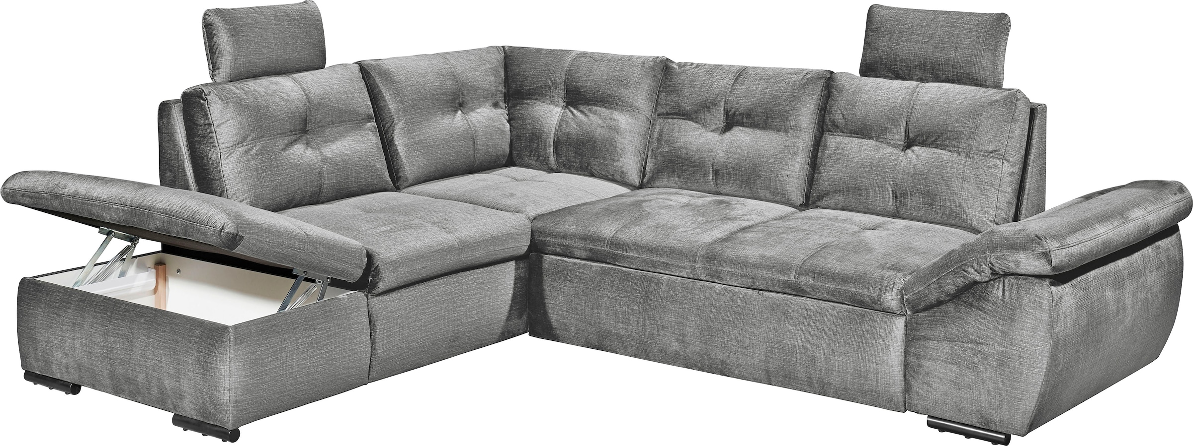ED EXCITING DESIGN Ecksofa »Alija L-Form«, mit Bettfunktion, Bettkasten, Armteilverstellung & Kopfstützen