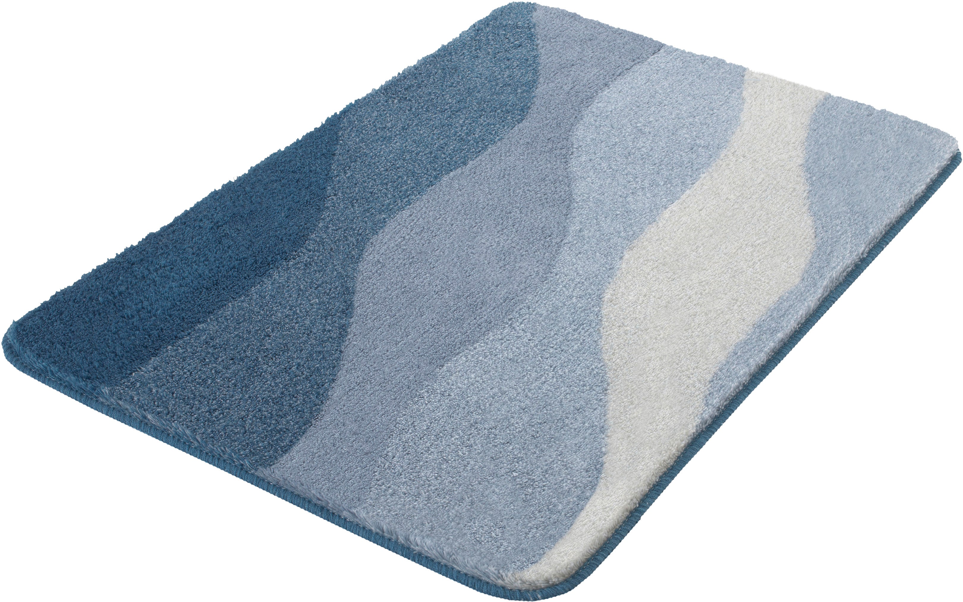 Kleine Wolke Badematte "Malena, Badvorleger, Badezimmer Teppich" Höhe 20 mm rutschhemmend beschichtet fußbodenheizungsgeeignet Badteppich, modernes Wellen Design, Farbverlauf, waschbar