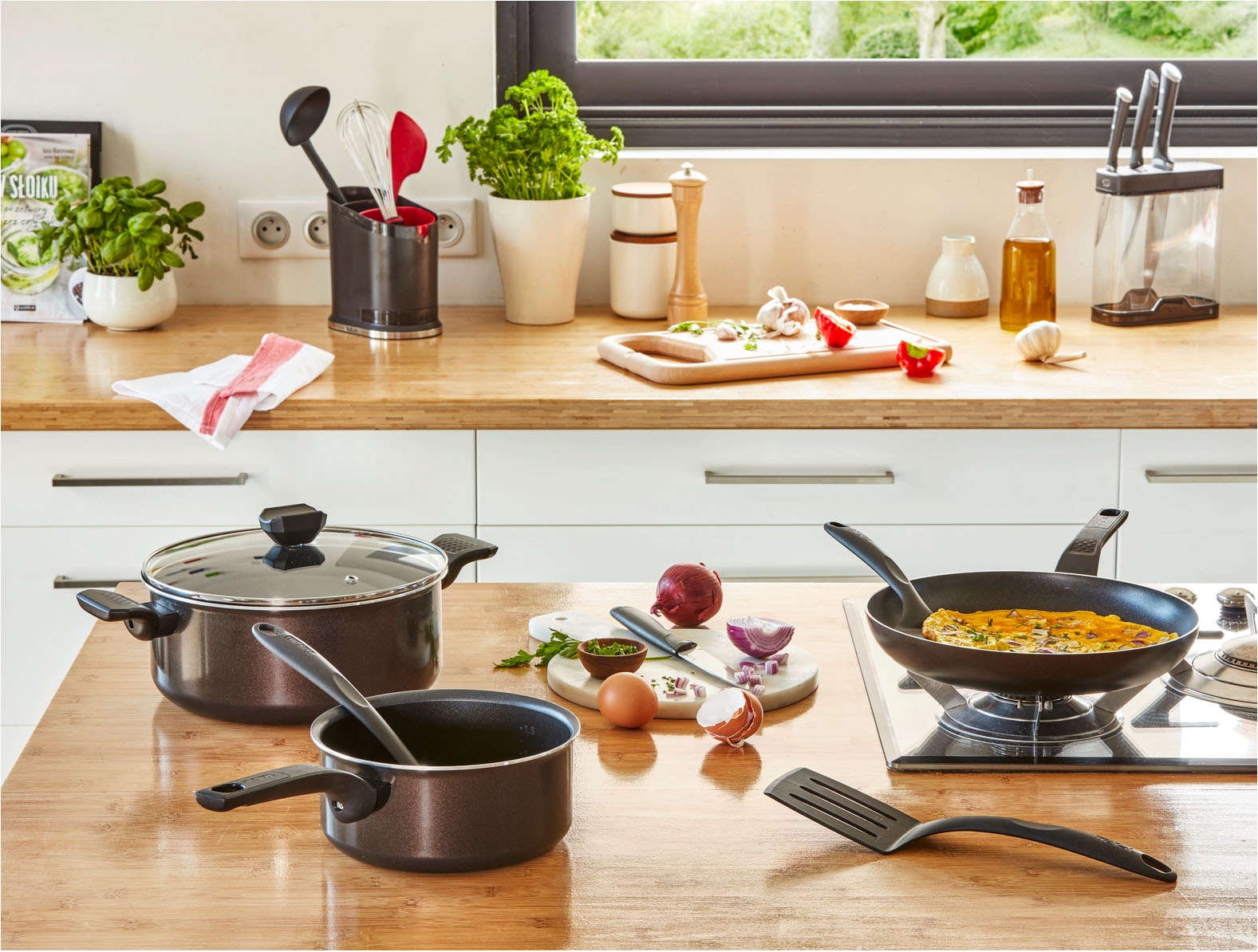 Tefal Pfannen-Set »Easy Cook & Clean, Antihaftbeschichtung, nicht induktionsgeeignet« Aluminium Set, 2x Bratpfannen Ø 24/28 cm, 2 Stk. tlg. Thermo-Signal Technologie, einfach Reinigung, Made in France, B55590