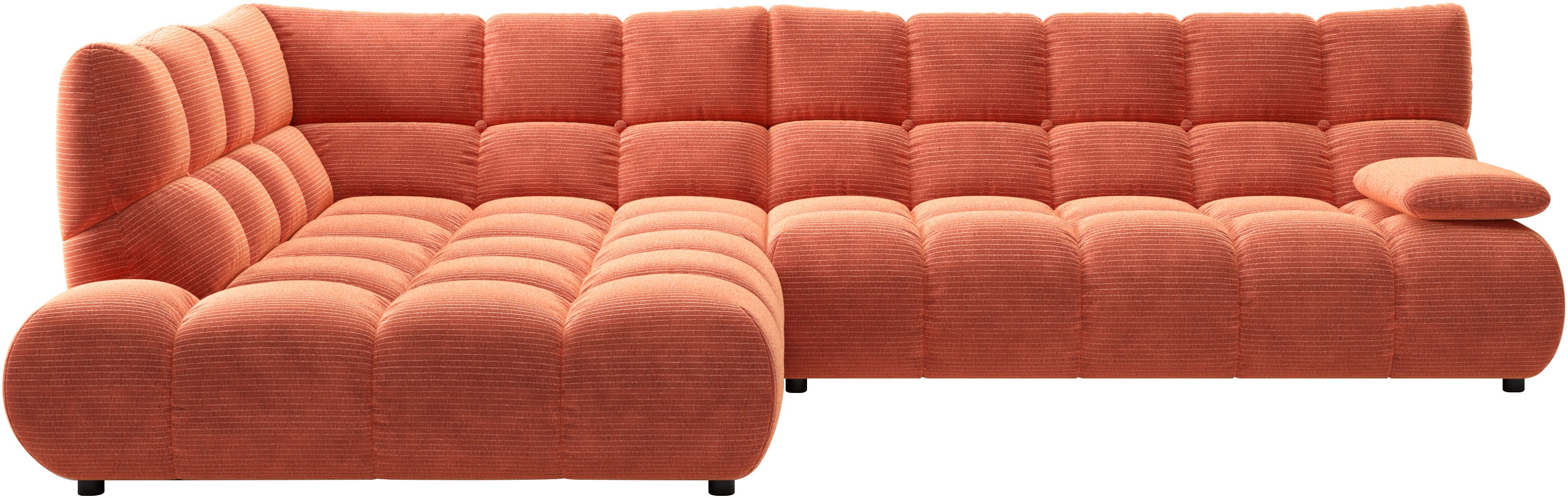 Home affaire Ecksofa "Cozy Bubble, mit klappbarer Armlehne, Breite 324 cm" mit eleganter Steppung, Rundumbezug & weicher Polsterung