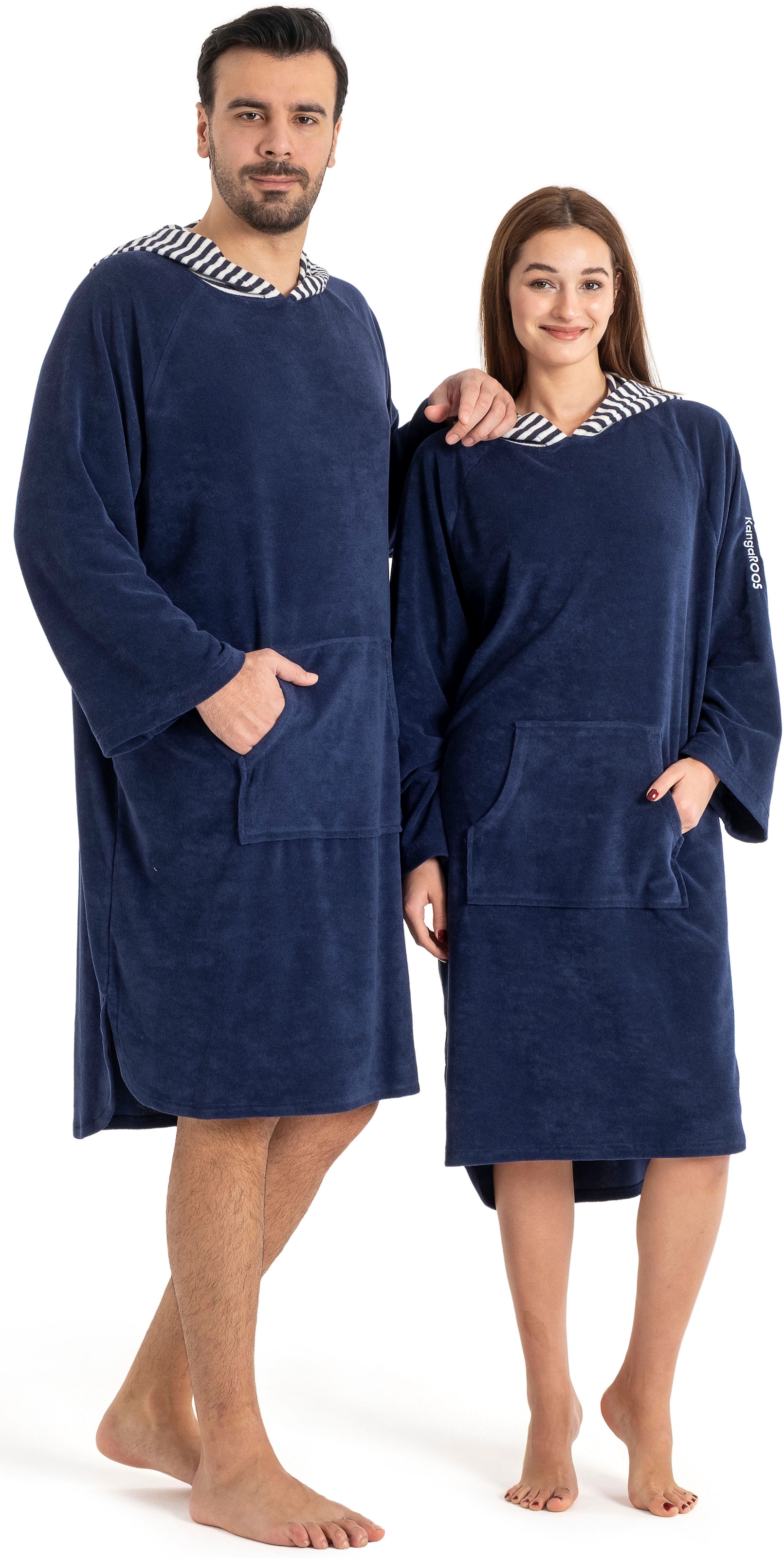 KangaROOS Badeponcho "Dalia Surfponcho, ideal für Sauna, Spa & im Urlaub" 1 Stk. weich, Uni-Farben mit Streifen, leicht, Unisex, für Damen und Herren