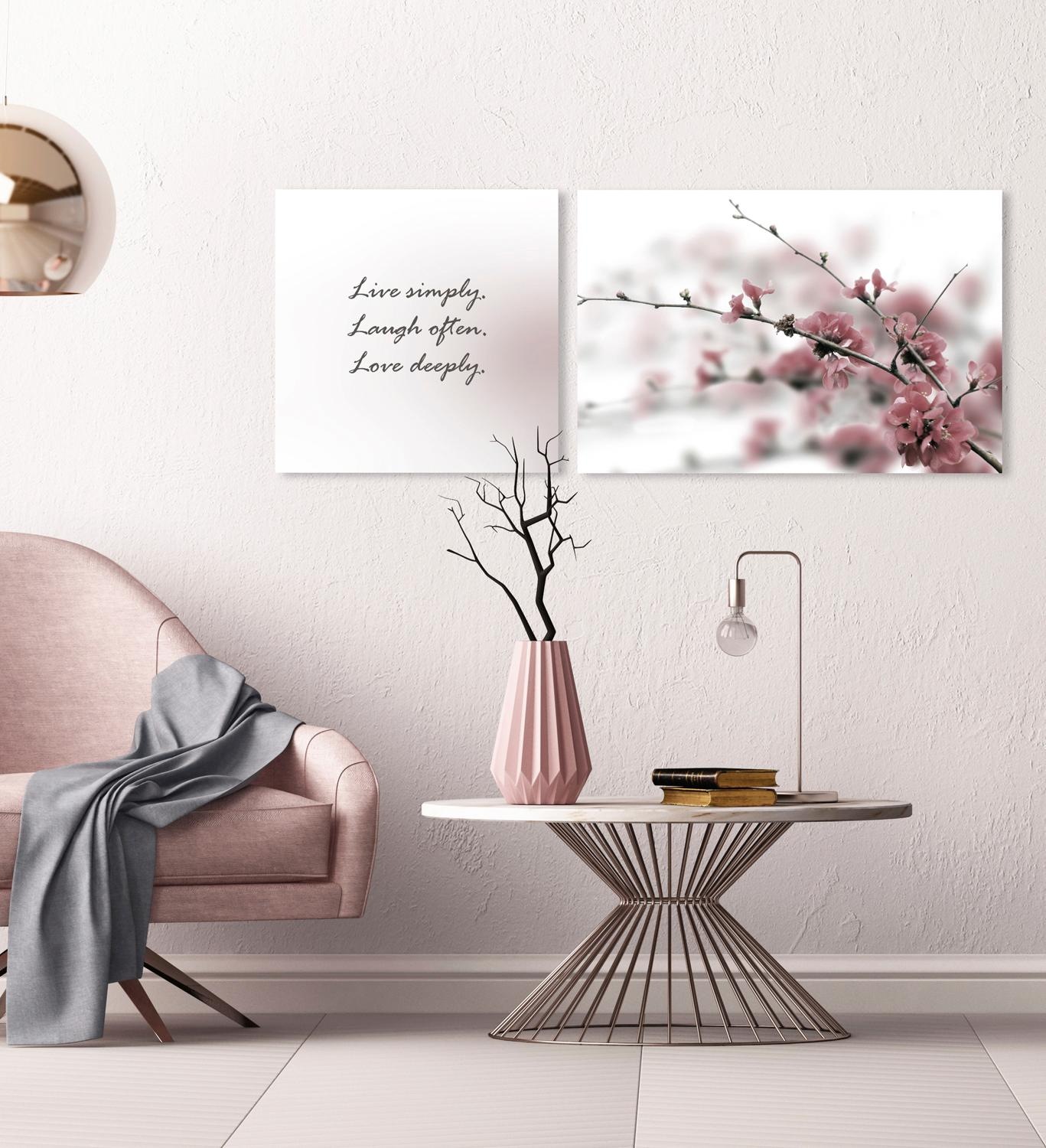 queence Leinwandbild "Live, Laugh & Love", Blumen-Blumenbilder-Kunst-Modern günstig online kaufen