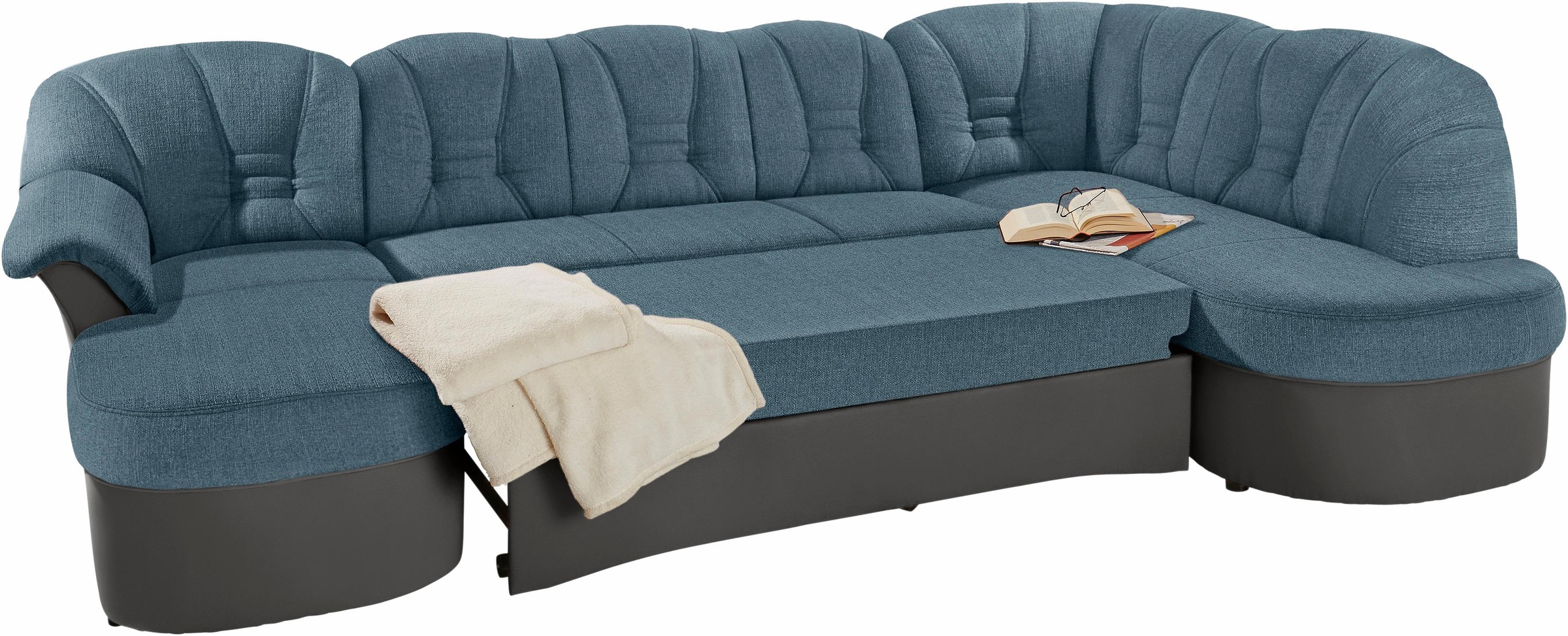 Thumbnail - DOMO collection Wohnlandschaft "Elva, zeitloses Design, elegante Rückensteppung, Breite 293cm, U-Form" wahlweise mit Bet...