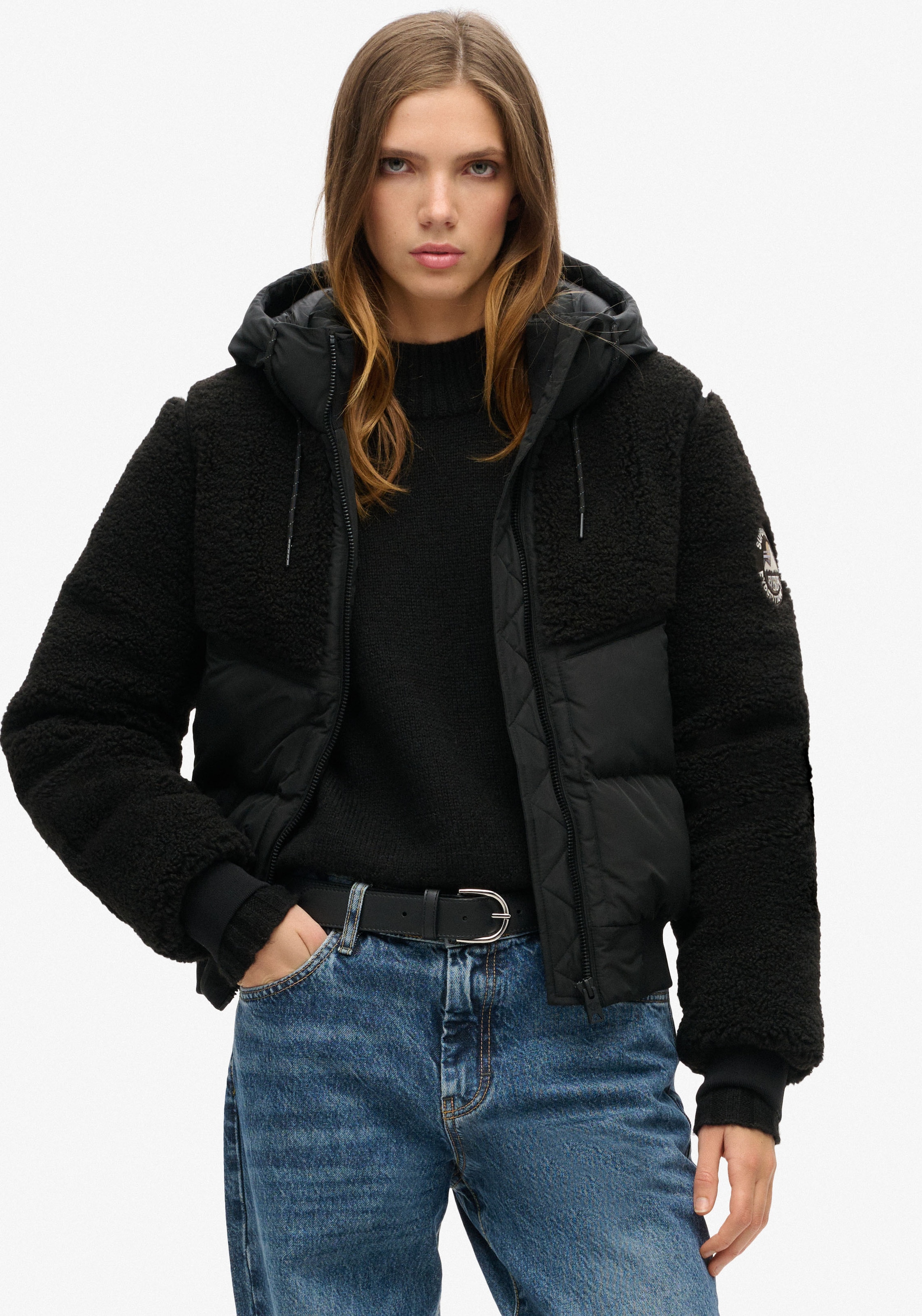 Steppjacke »SU-EVEREST BOMBER HYBRID JACKET«, mit Kapuze