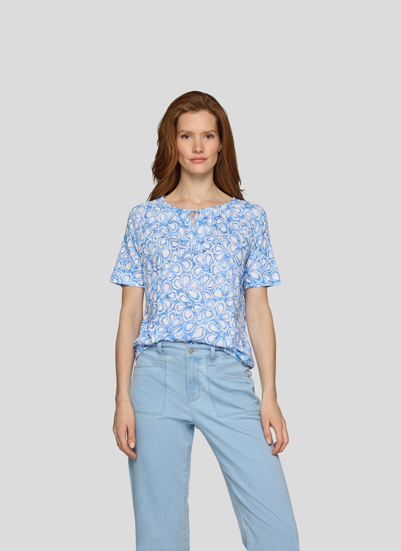 Rabe Print-Shirt "Rabe Shirt mit floralem Allover-Print und dekorativem Aus günstig online kaufen