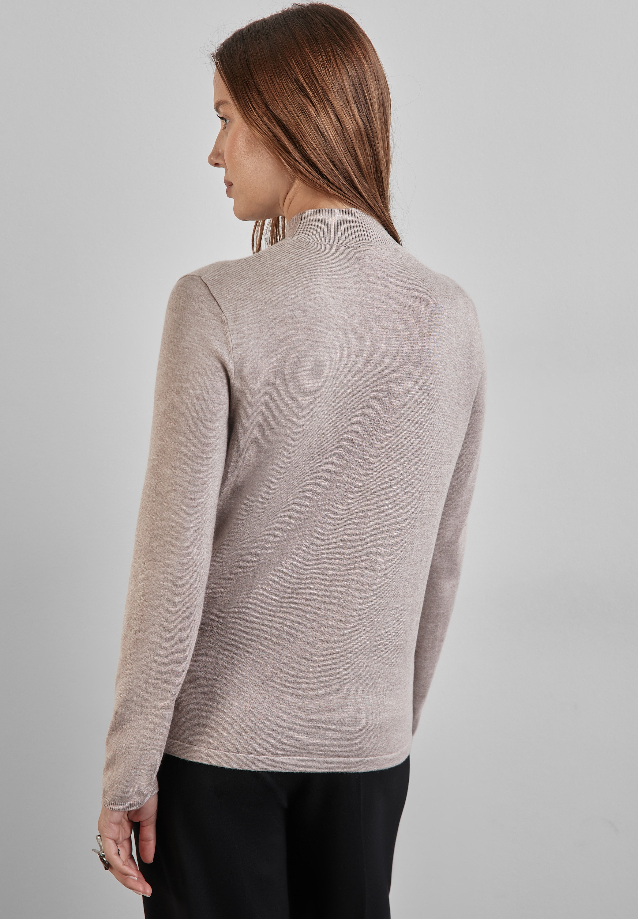 STREET ONE Rollkragenpullover, mit Materialmix