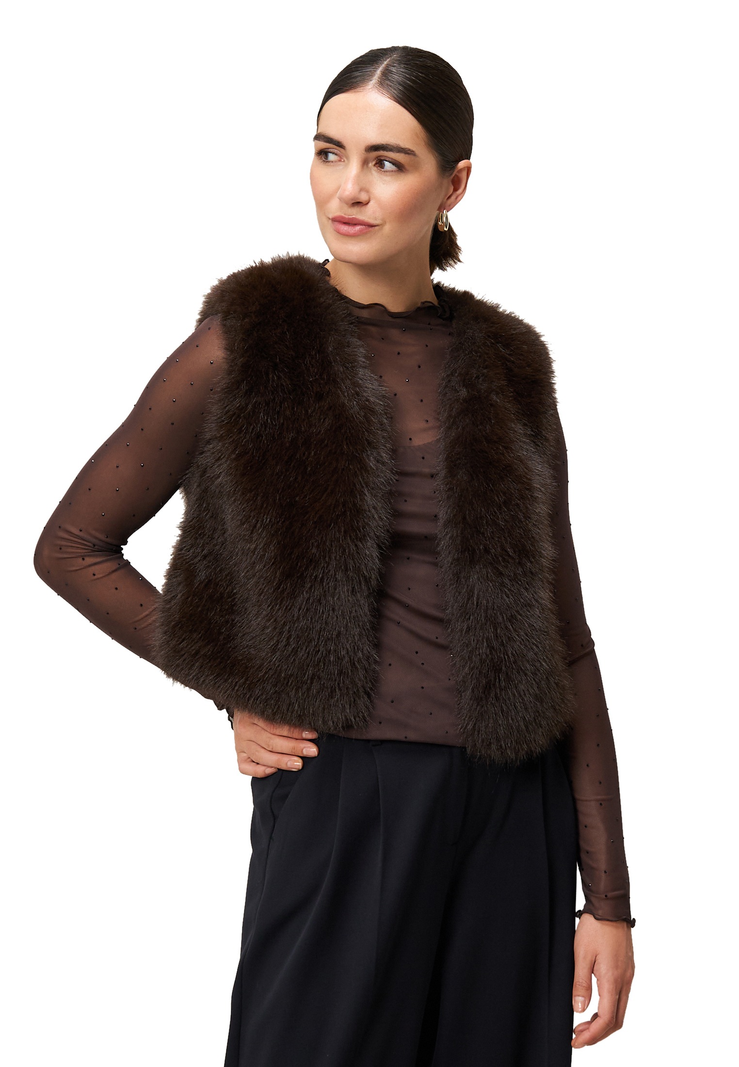 Zero Jackenblazer "Damen Weste in Felloptik", Plain/ohne Details günstig online kaufen