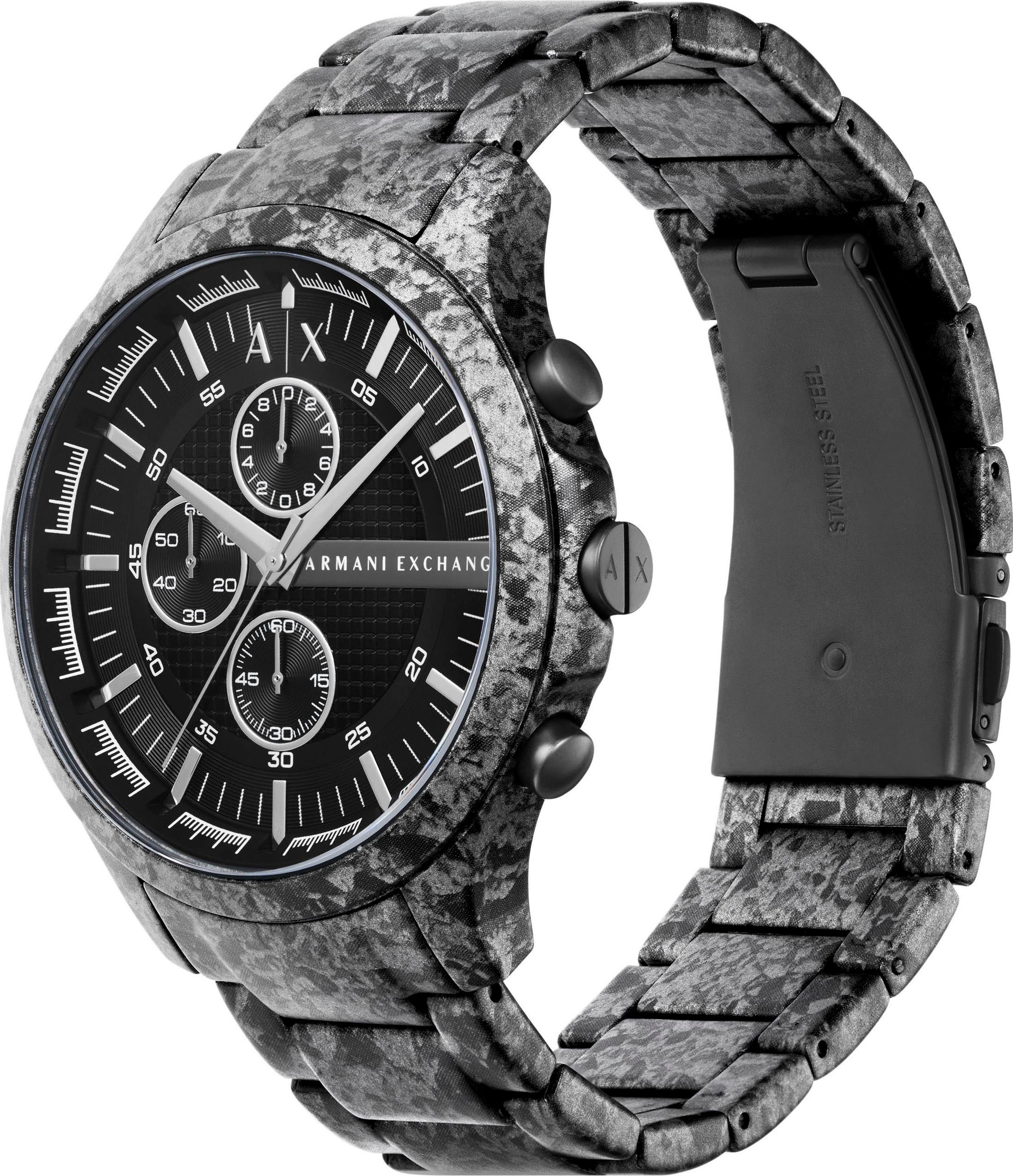 ARMANI EXCHANGE Chronograph, Armbanduhr, Herrenuhr, Edelstahlarmband, analog, Stoppfunktion