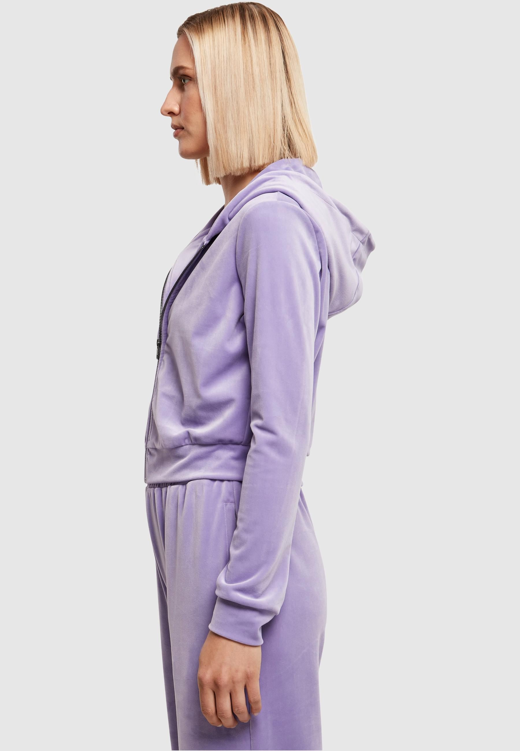 URBAN CLASSICS Sweatjacke »Urban Classics Damen Ladies Short Velvet Zip Hoody«