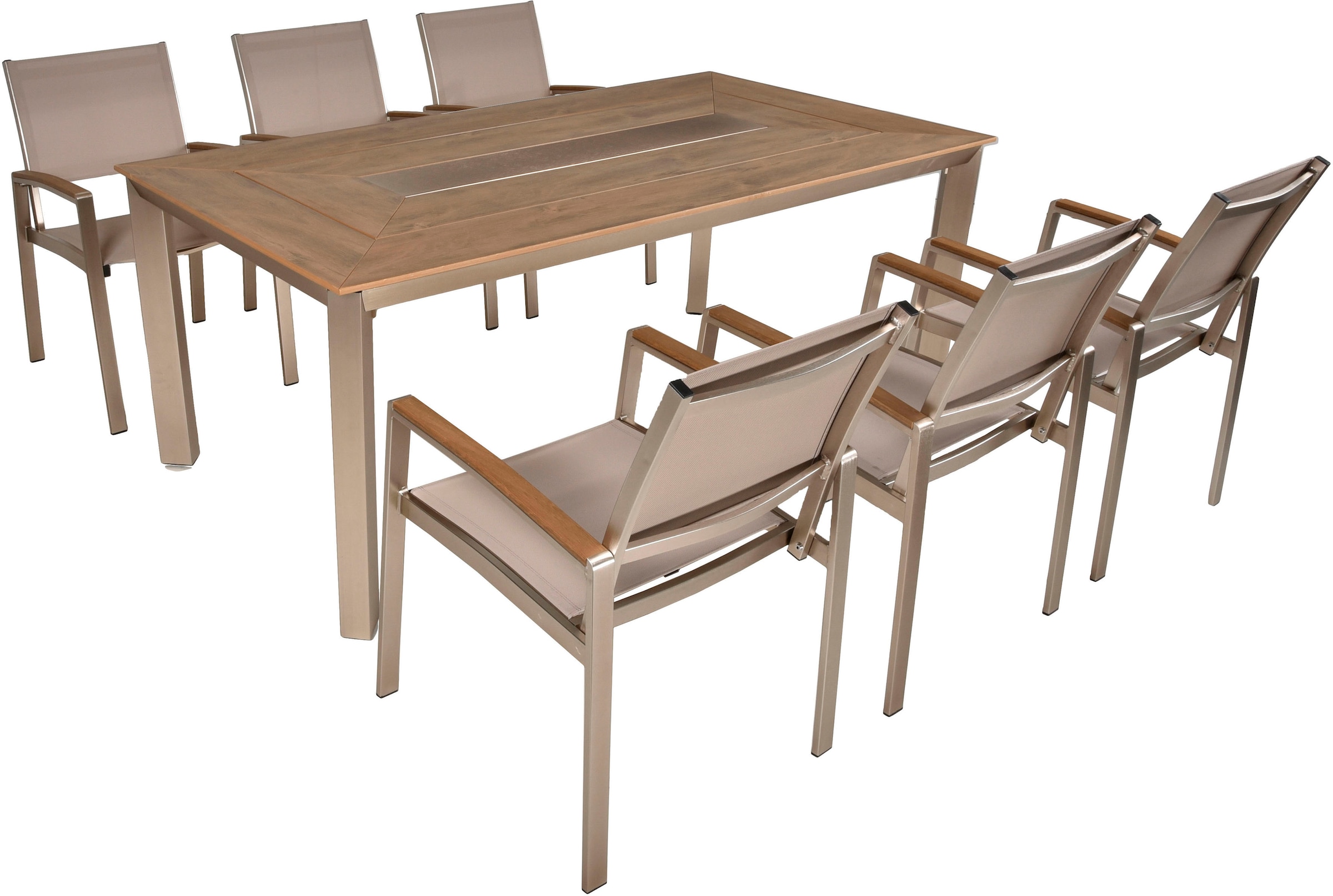 Garden Pleasure Garten-Essgruppe "FLORENCE", (7 tlg., 1x Tisch, 6x Stapelst günstig online kaufen