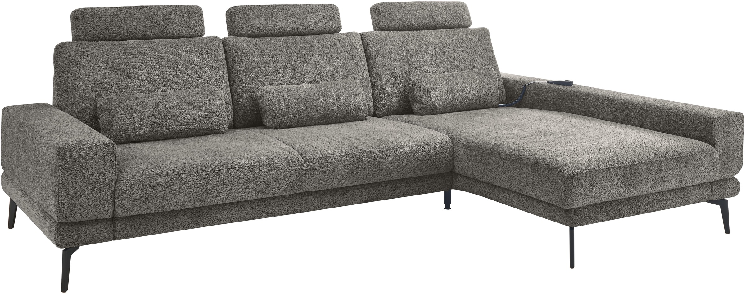 Ecksofa "SO 3600, inkl motor. Sitztiefenverstellung, Kopfstützen, Nierenkissen", grau (kama anthrazit), B:293cm H:83cm T:180cm, 100% Polyester, SET ONE BY MUSTERRING, Sofas, Ecksofa, Sitzhöhe 42 cm, Kaltschaum, Breite 293 x Tiefe 180 cm, Kama anthrazit 3