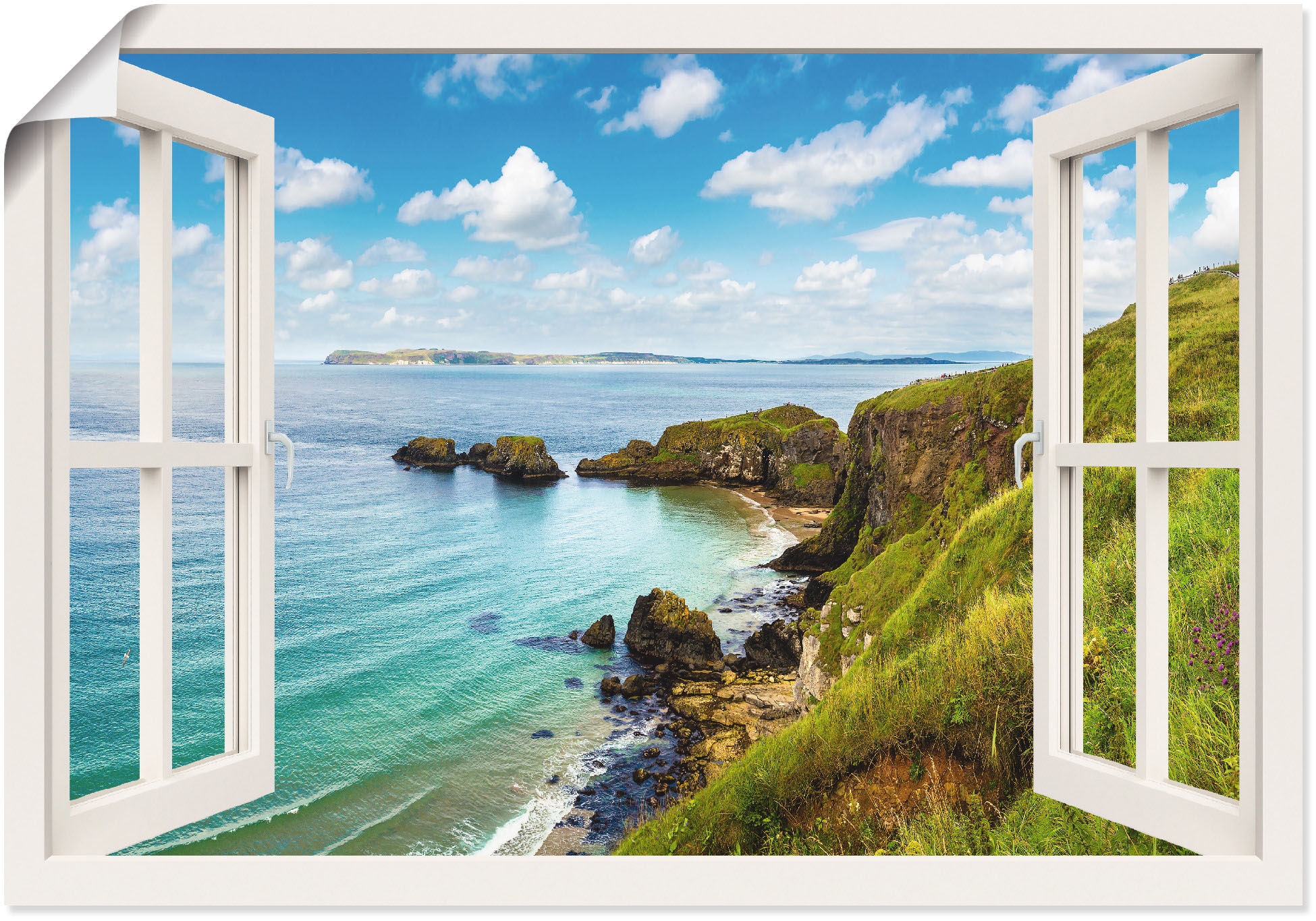 Artland Wandbild "Küstenweg in Nordirland durchs Fenster" Meer Bilder 1 Stk günstig online kaufen