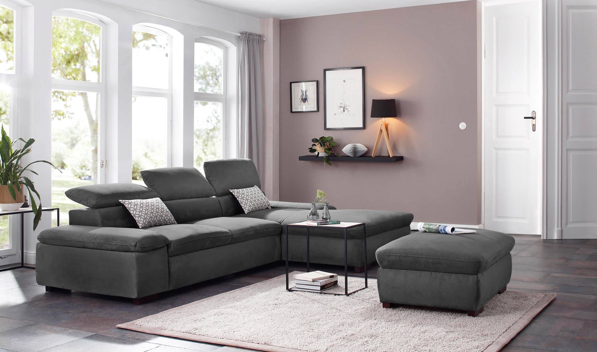 Home affaire Ecksofa »Alberto L-Form«, mit Kopfteilverstellung, wahlweise mit Bettfunktion