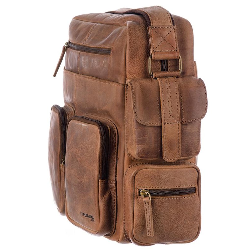 GreenLand Nature Messenger Bag »Montenegro«, aus echtem Leder mit praktischen Vortaschen