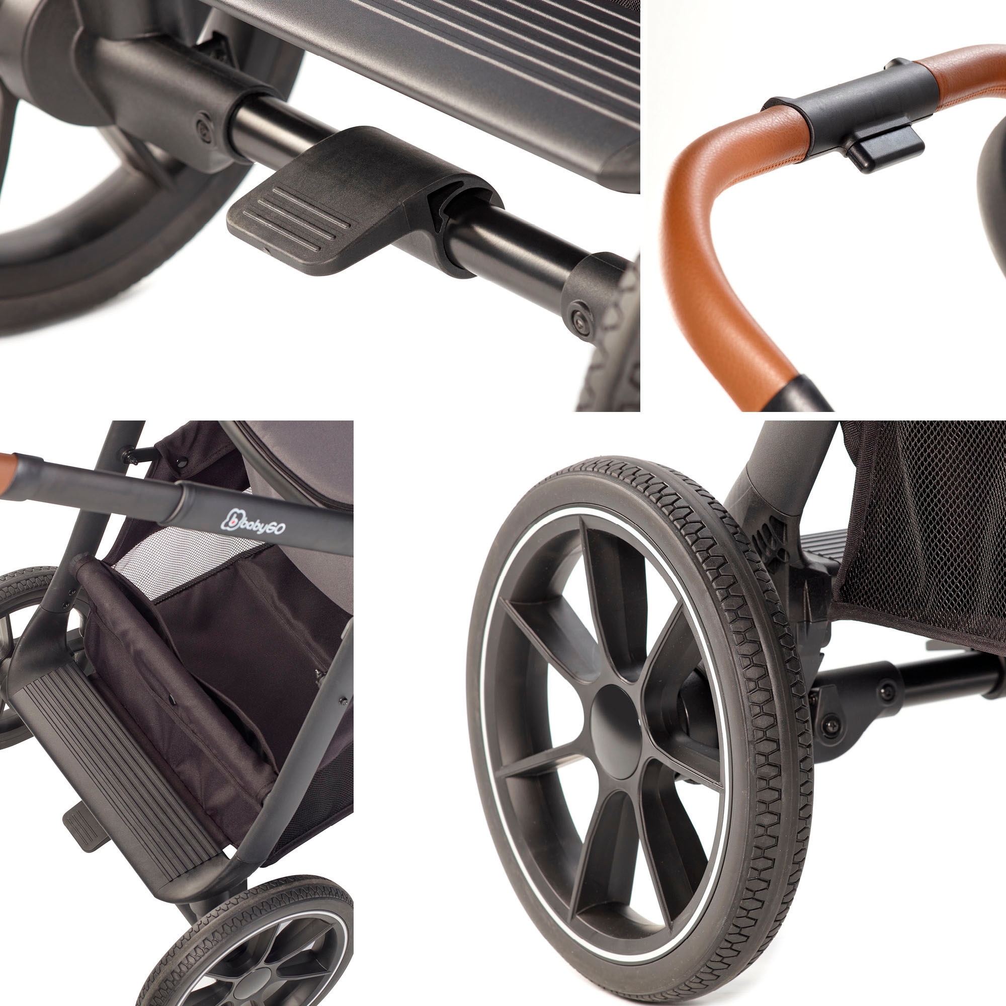 BabyGo Zwillingswagen »Duo«, inklusive Babywannen, Babyschalen, Regebezüge & Wickeltasche