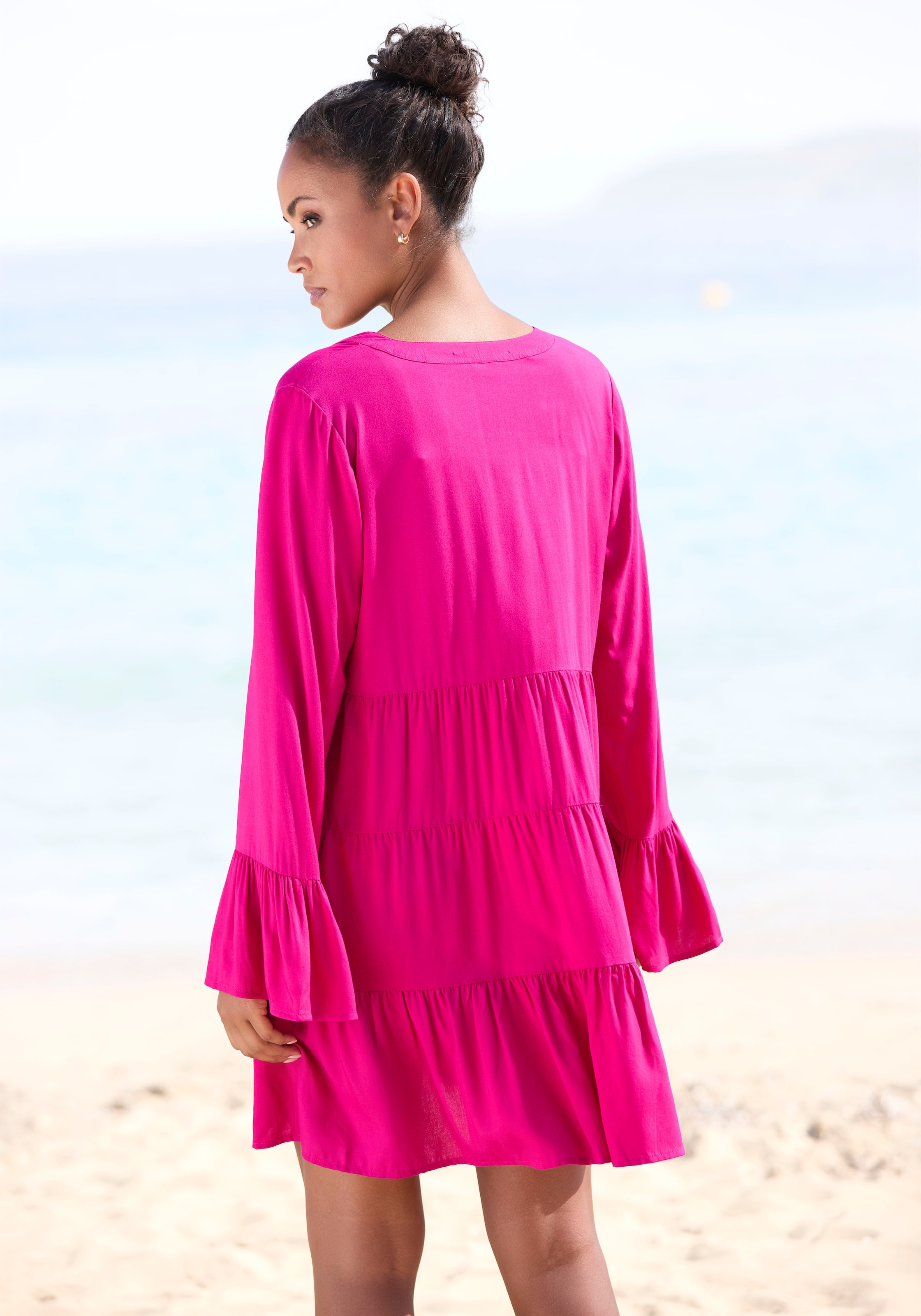 LASCANA Longbluse, mit Spitzeneinsätzen, Tunika, Blusenkleid, Strandmode