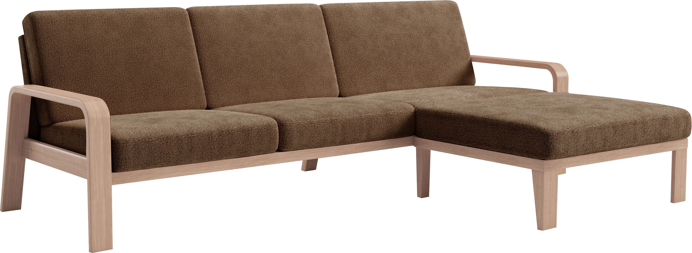 sit&more Ecksofa »Kolding L-Form«, Armlehnen aus Buchenholz in natur, verschiedene Bezüge und Farben