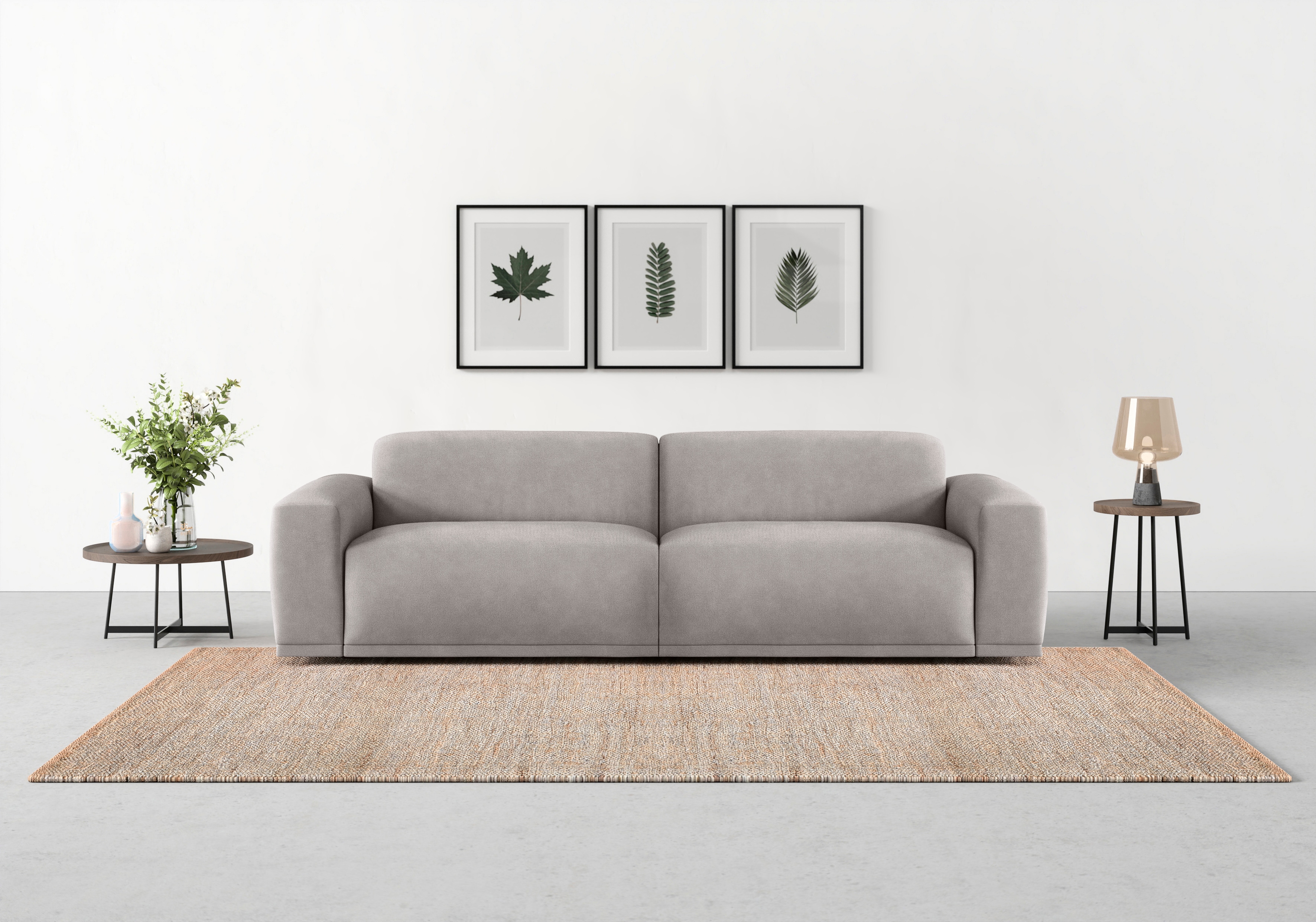 TRENDMANUFAKTUR Big-Sofa "Braga Japandi-Design, mit hochwertigem Kaltschaum, Megasofa, in Cord" modernes Big-Sofa, Couch mit hohem Sitzkomfort, 254/72/107 cm (B/H/T)