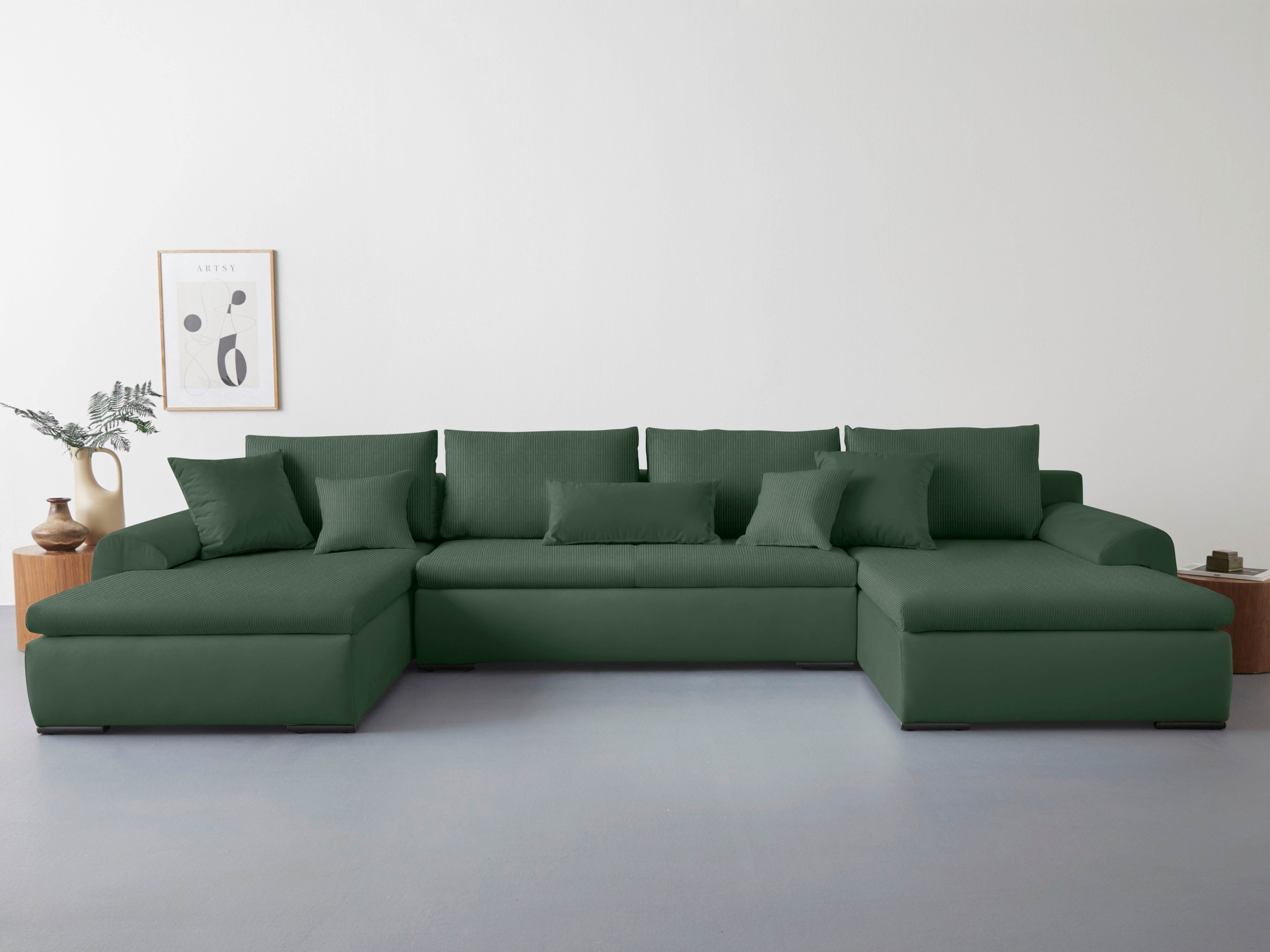 Home affaire Wohnlandschaft "Win U-Form, B: 366 cm - OTTO. Verlässliche Qualität." Schlaffunktion, Bettkasten & 5 Zierkissen