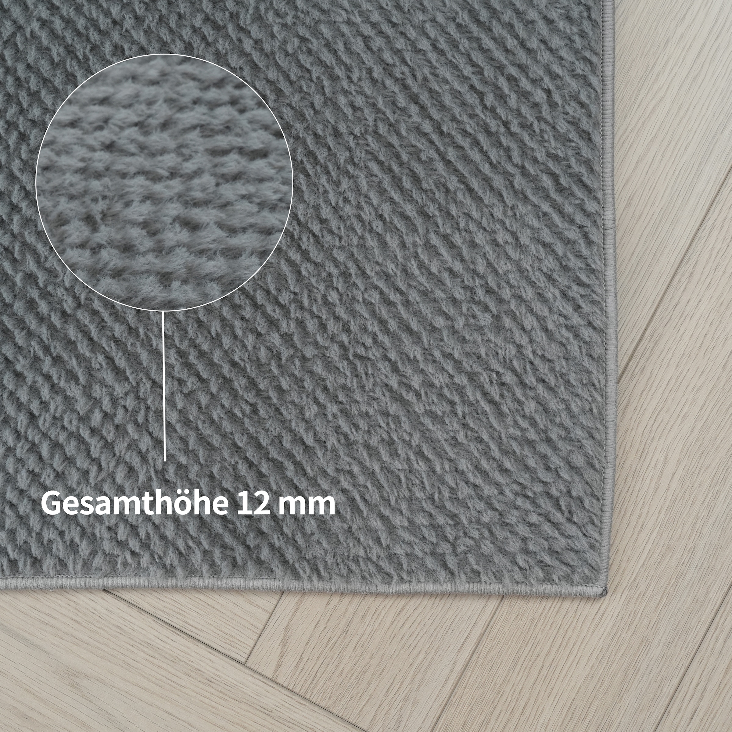 my home Fellteppich »Valeria Rabbit mit Hoch-Tief Effekt, waschbar, Kunstfellteppich« rechteckig 12 mm Höhe Kaninchenfell-Haptik, Uni, weich & kuschelig, Wohnzimmer, Schlafzimmer