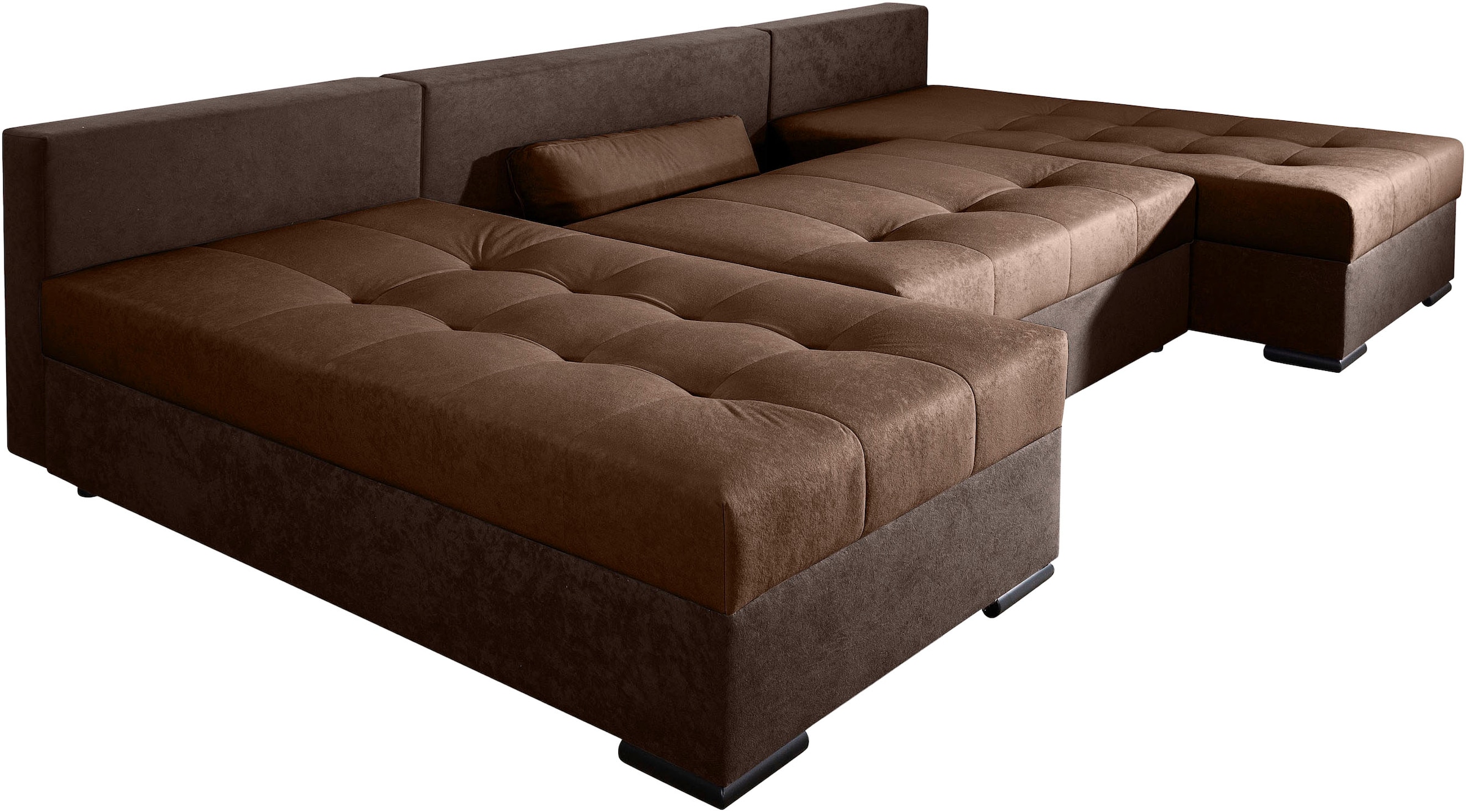 COLLECTION AB Wohnlandschaft »Josy U-Form, Breite 269 cm, Flachgewebe, Struktur, Cord & Cord/Mix«, (Cord-/Mix), inkl. Bettfunktion, Bettkasten, mit 3 gleich großen Rückenkissen
