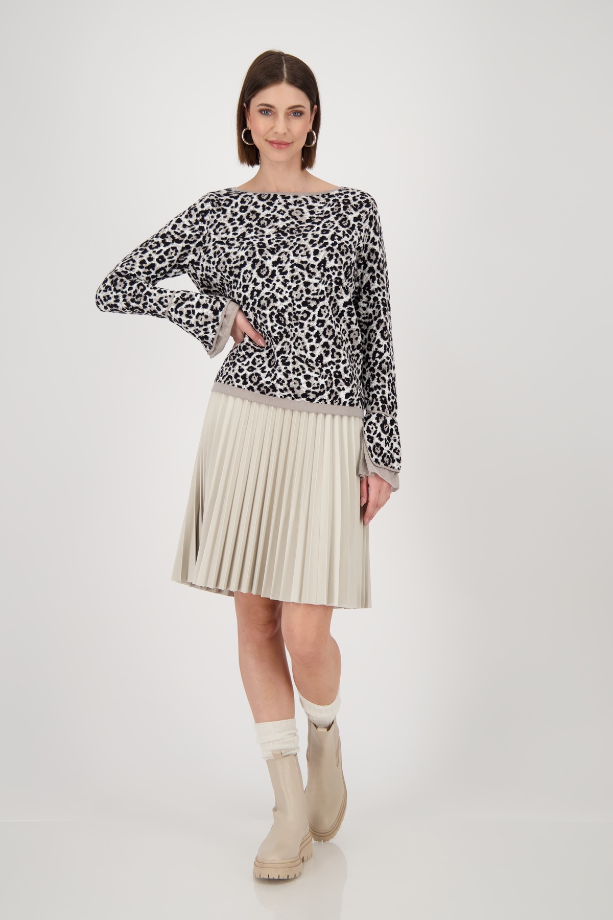Monari Rundhalspullover »Pullover Leo allover«, Mit Rundhalsausschnitt