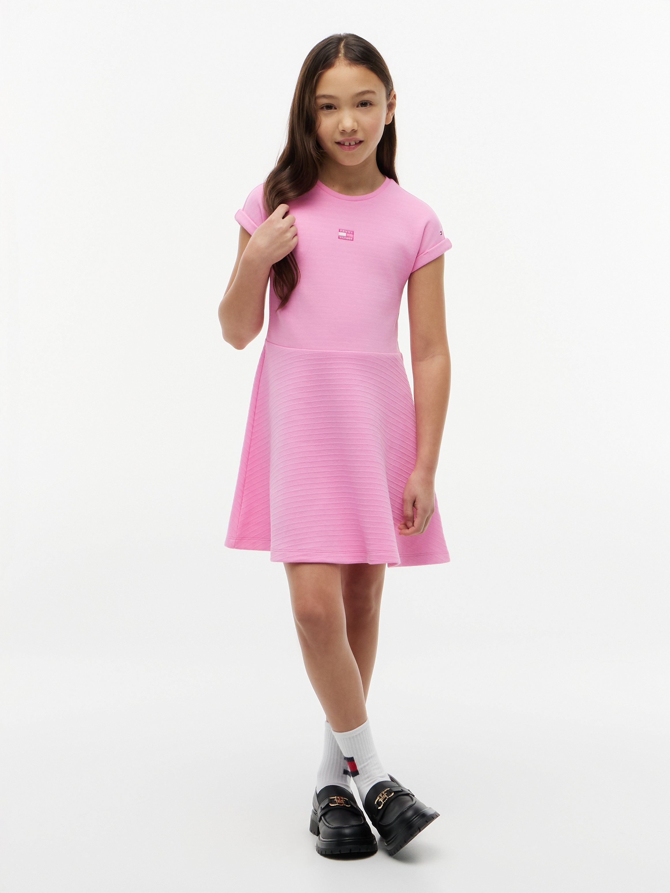 Tommy Hilfiger Skaterkleid Ohne Taschen Regular Fit, Rundhalsausschnitt, Kinder bis 16 Jahre