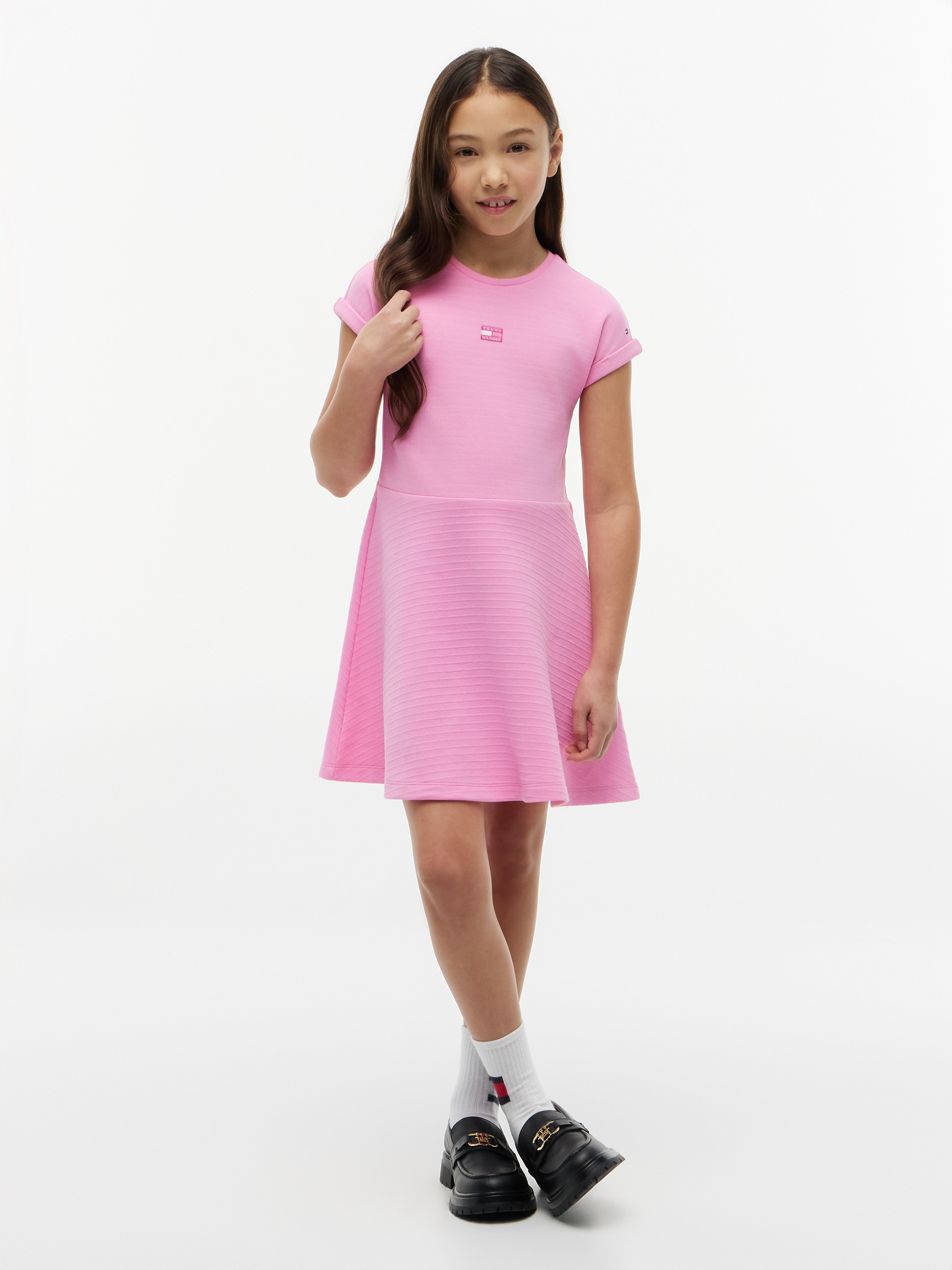Tommy Hilfiger Skaterkleid Ohne Taschen Regular Fit, Rundhalsausschnitt, Kinder bis 16 Jahre