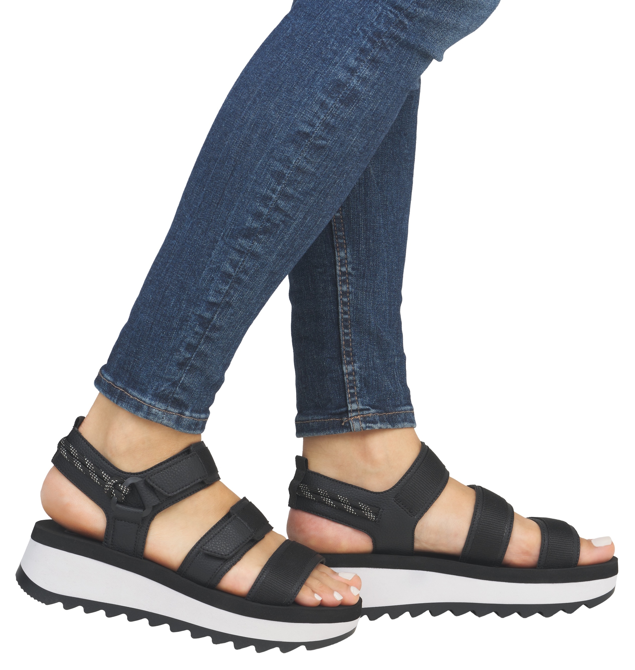 RIEKER Sport Plateausandale »Adelaide«, Sommerschuh, Outdoorsandale, Sandalette mit Klettverschlüsse