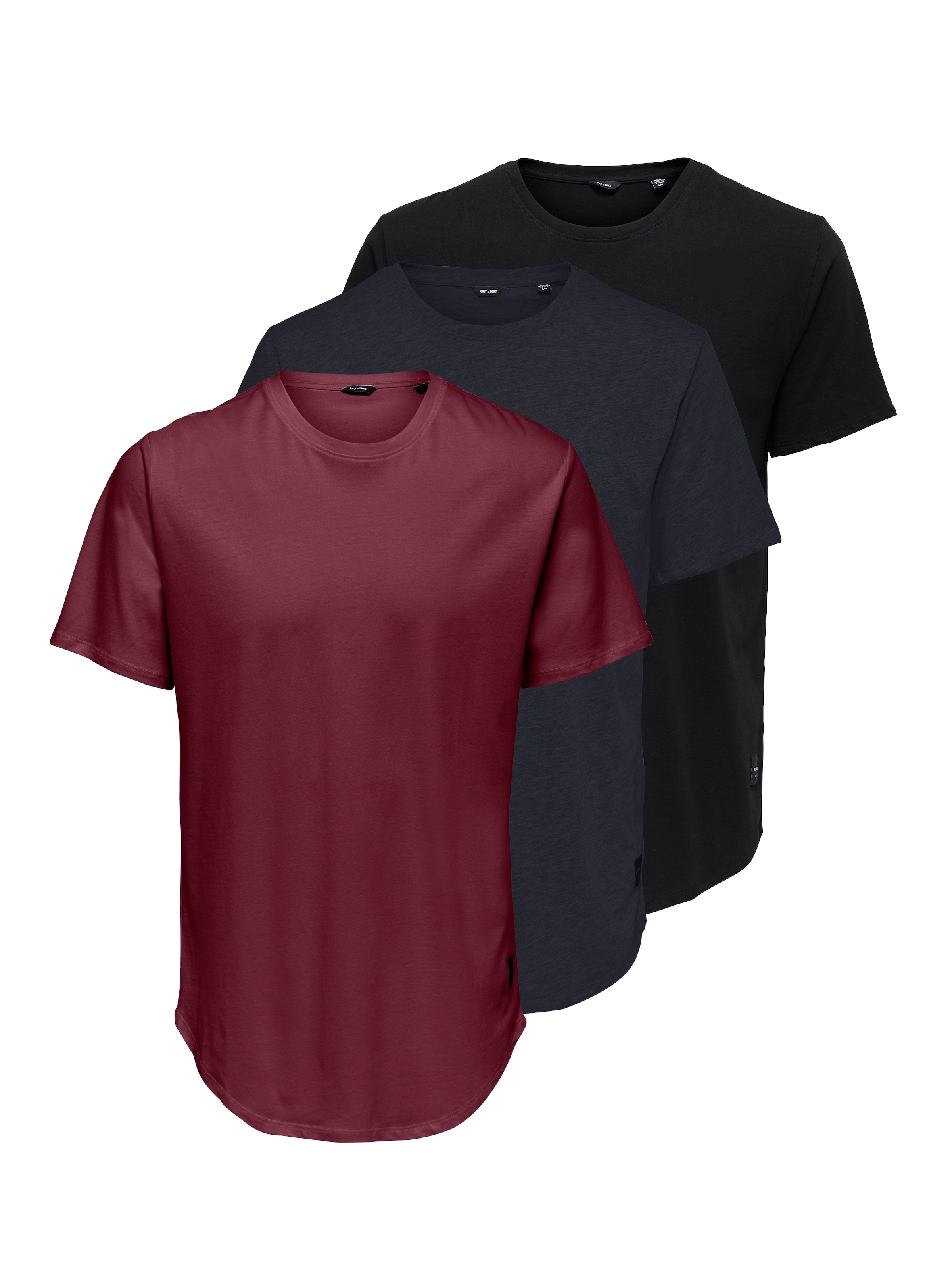 ONLY & SONS Rundhalsshirt "ONSMATT LONGY SS TEE 3-PACK" Packung, 3 günstig online kaufen