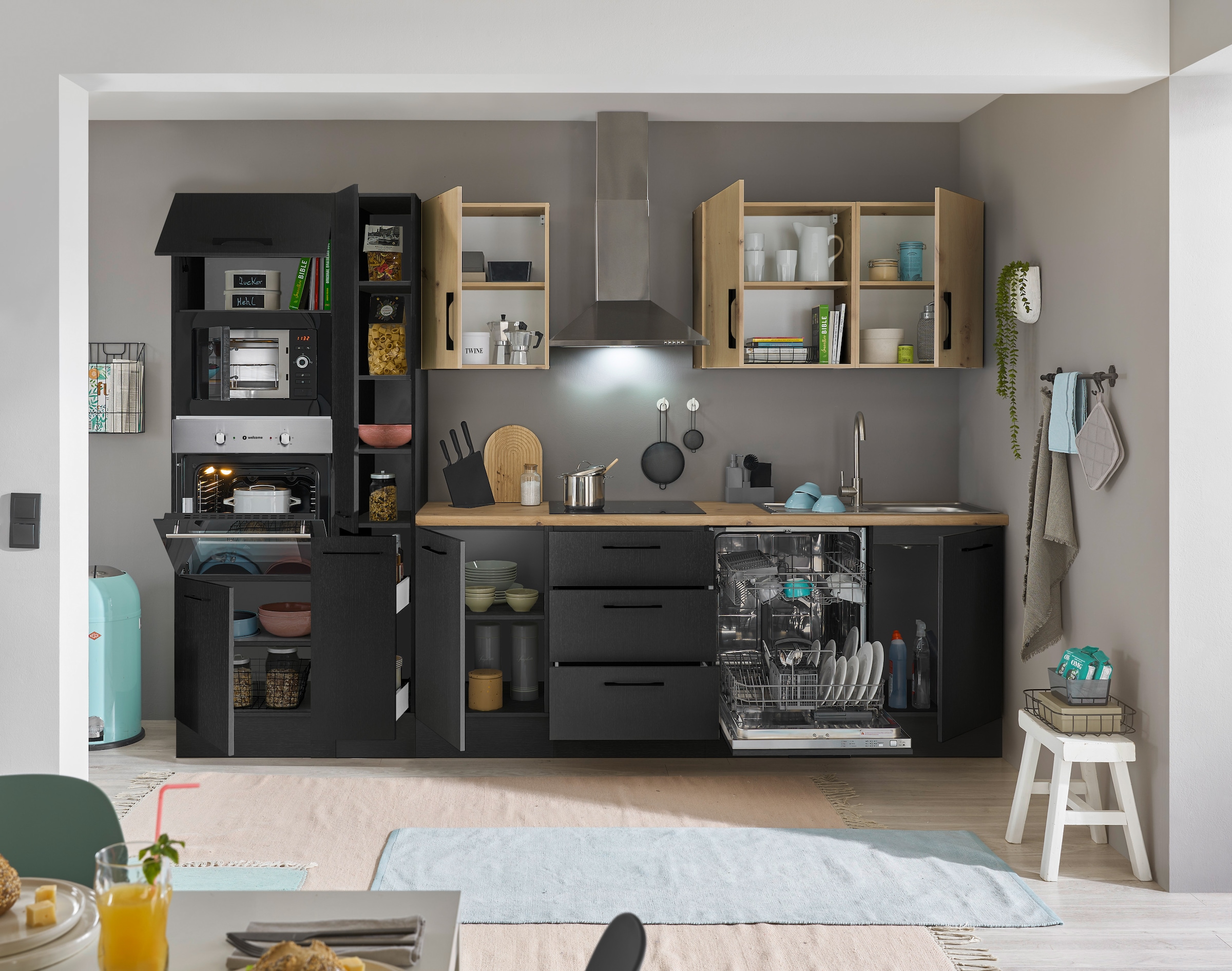 BASIC by Balculina Küchenzeile »Turin«, Breite 310 cm, wahlweise mit E-Geräten