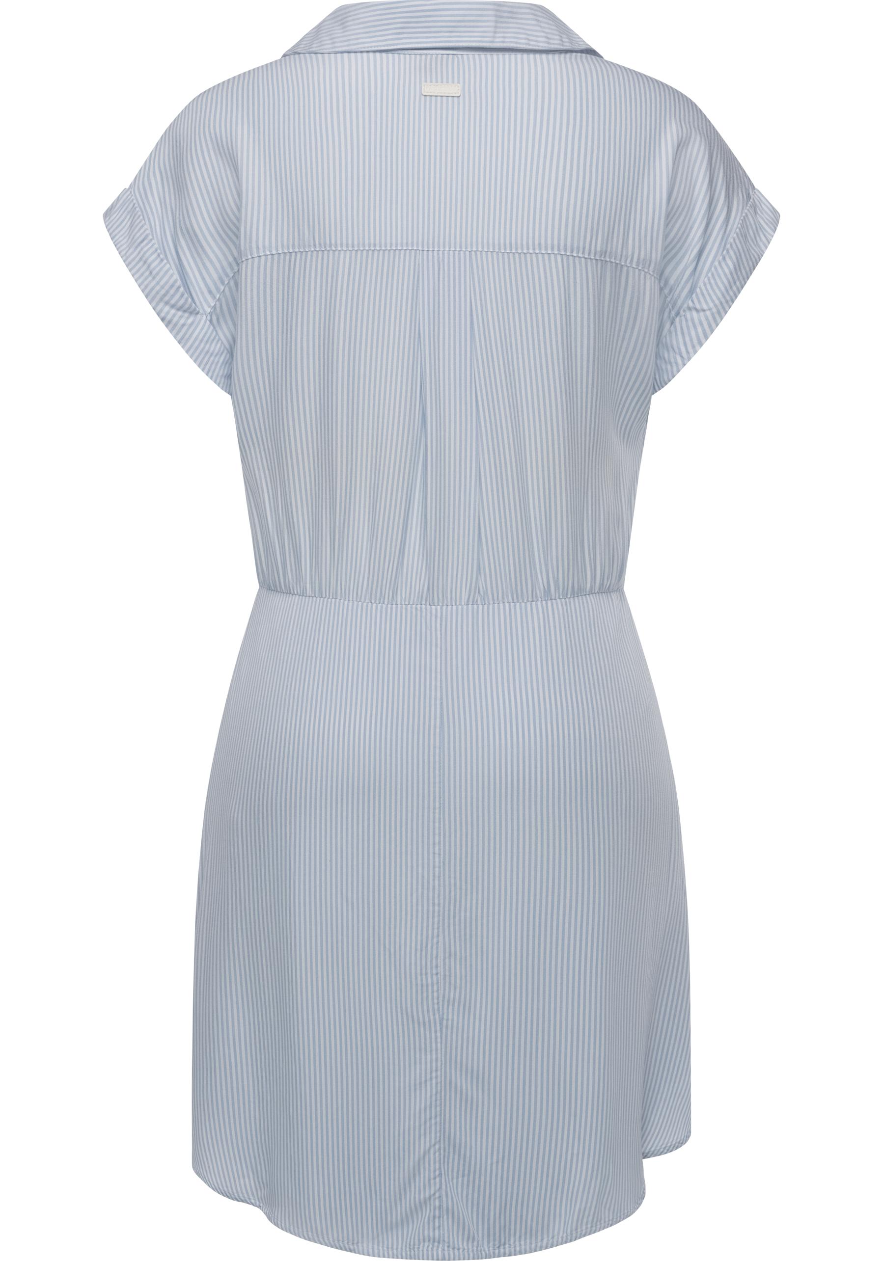 Thumbnail - Ragwear Blusenkleid "Bahaya Stripe" Brusttaschen gestreiftes Damen Sommerkleid mit Bindeband