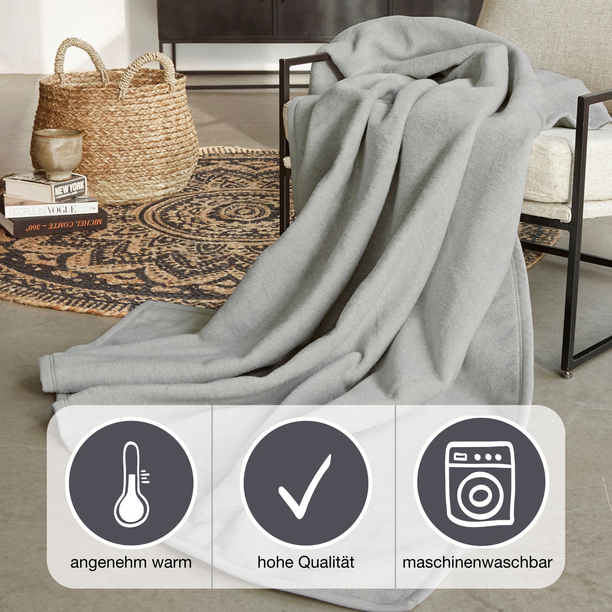 IBENA Wohndecke "Luxus" verschiedene Größen, unifarbenes Design, Kuscheldec günstig online kaufen