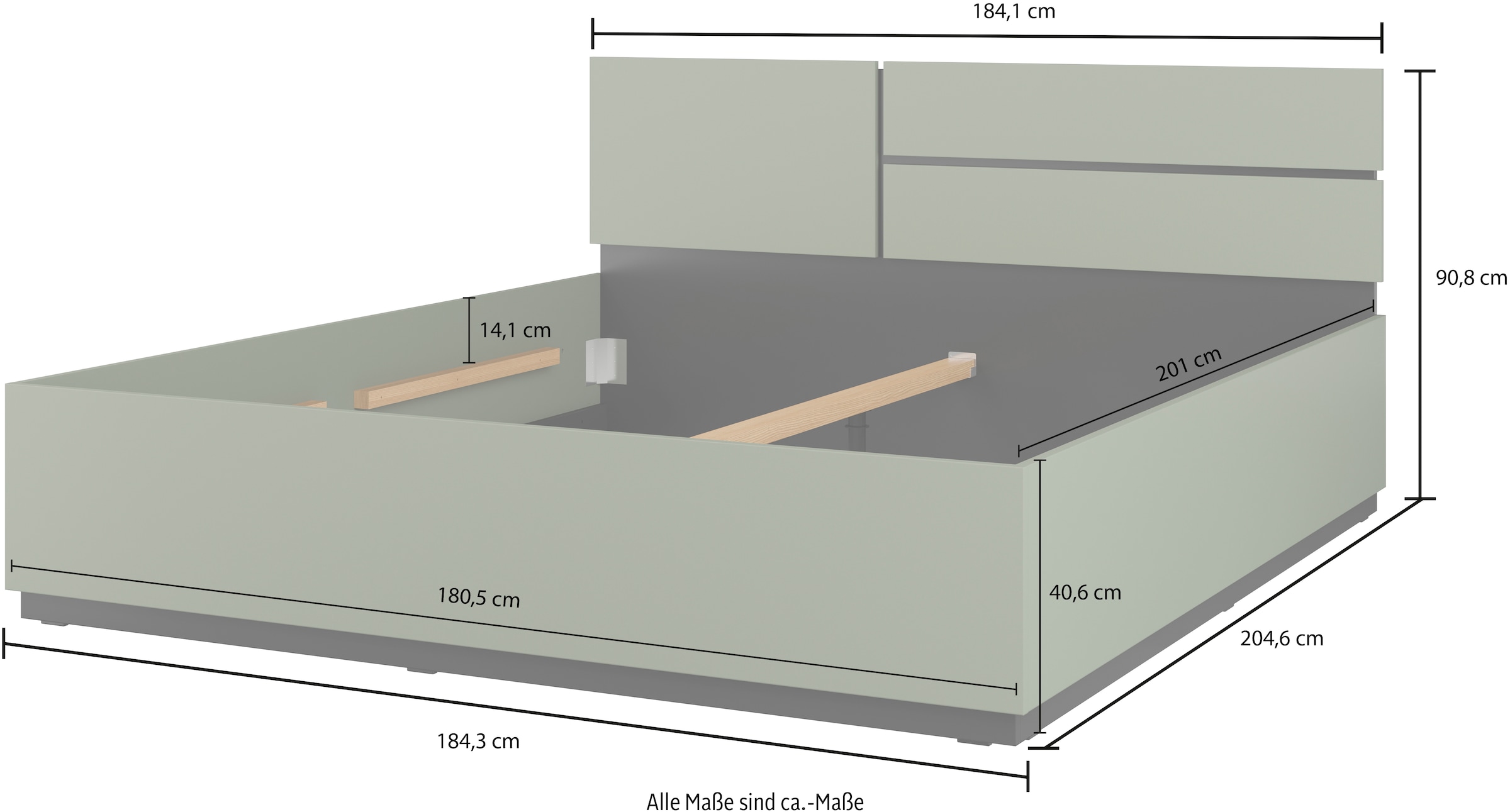 Home affaire Schlafzimmer-Set »Cross, moderne, grifflose Optik, FSC-zertifiziert«, (4 tlg., Bett 180x200cm, 2 Nachtkommoden, Schrank 2-oder 4-türig), Komplettschlafzimmer-Set