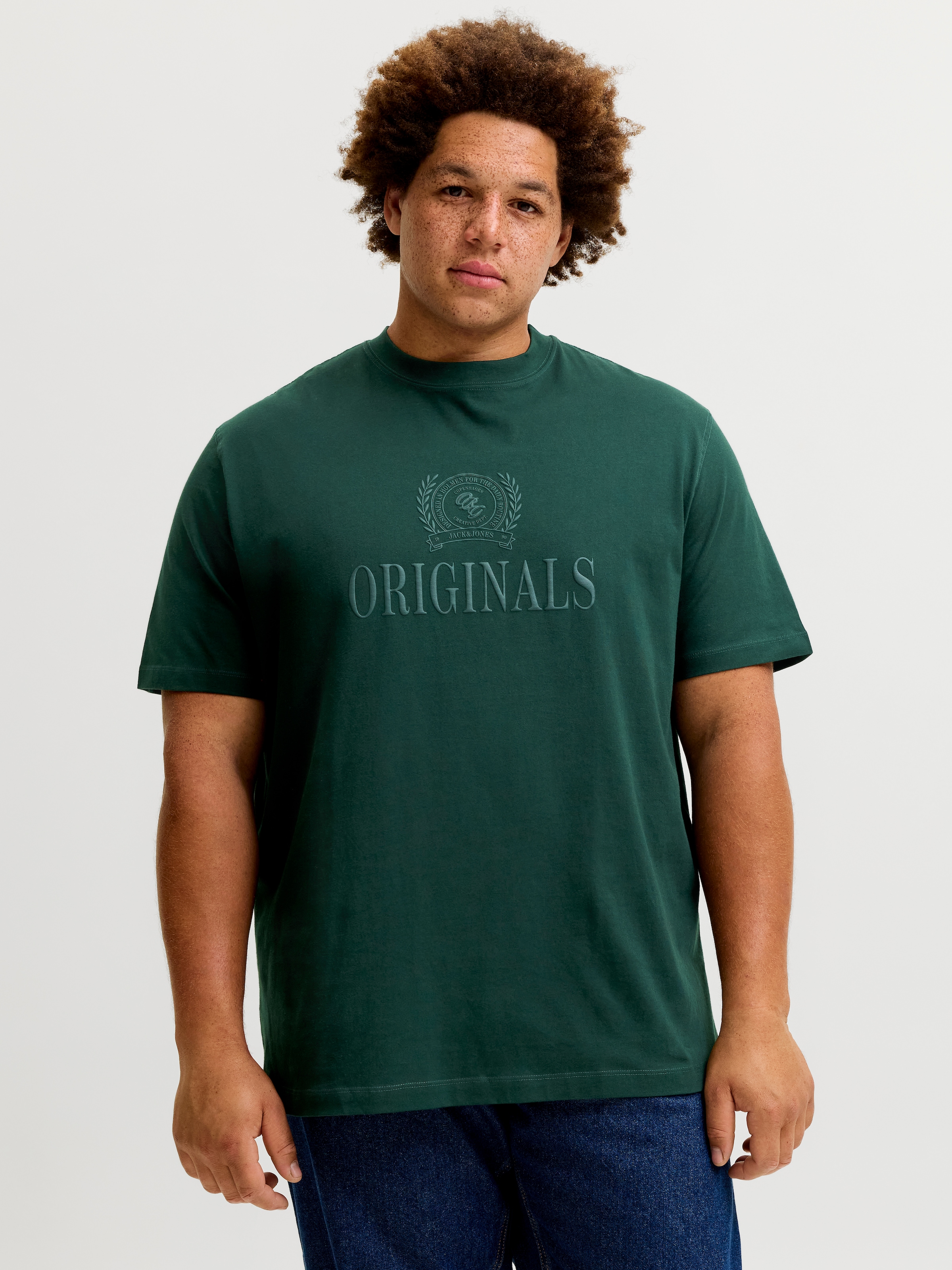 Jack & Jones PlusSize T-Shirt "Jorfrederiksberg Monogram Tee Ss Cn Pls" Baumwolle