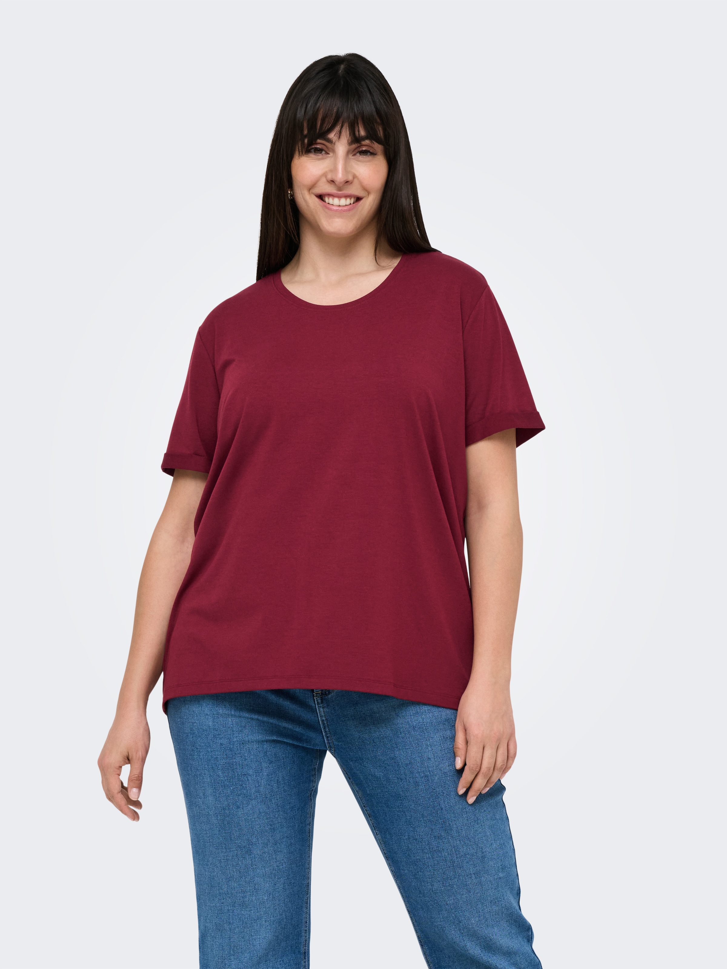 ONLY CARMAKOMA Kurzarmshirt "CARMOSTER S/S FOLD UP TOP JRS NOOS" günstig online kaufen