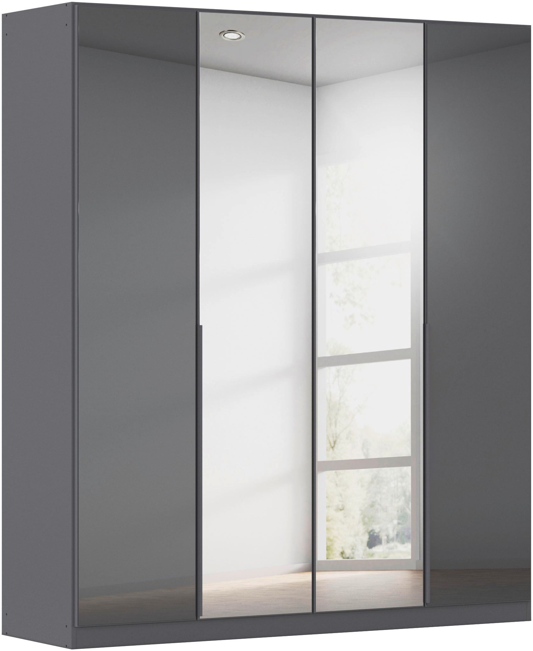 OTTO home Drehtürenschrank "Kleiderschrank Schrank Garderobe AGORDO mit Glasfront und Spiegel" in zwei Griff-Farben, Breiten 91-405 cm, durchdachte Innenausstattung, in 8 Breiten und 2 Höhen MADE IN GERMANY