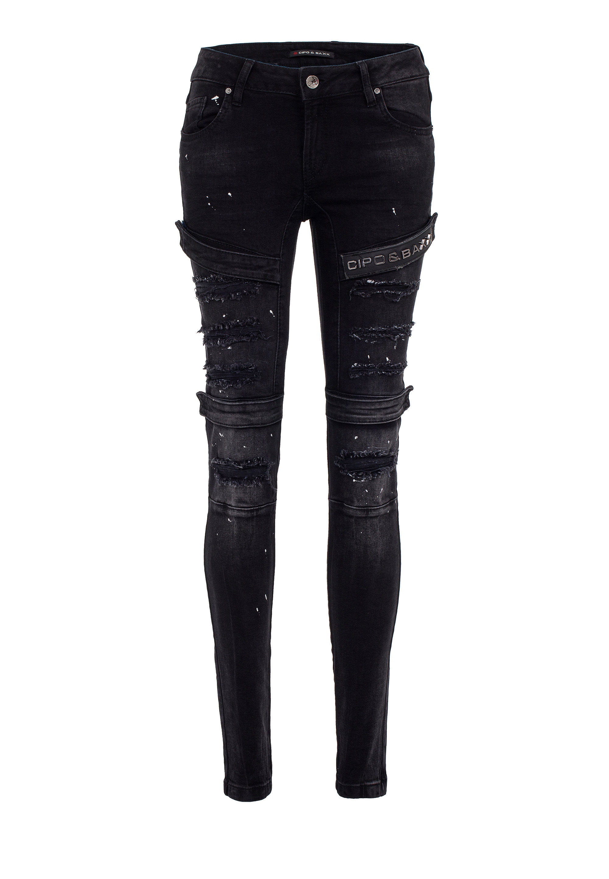 Cipo & Baxx Slim-fit-Jeans "Cipo & Baxx Jeans" im coolen Biker-Look in Skinny Fit, WD383