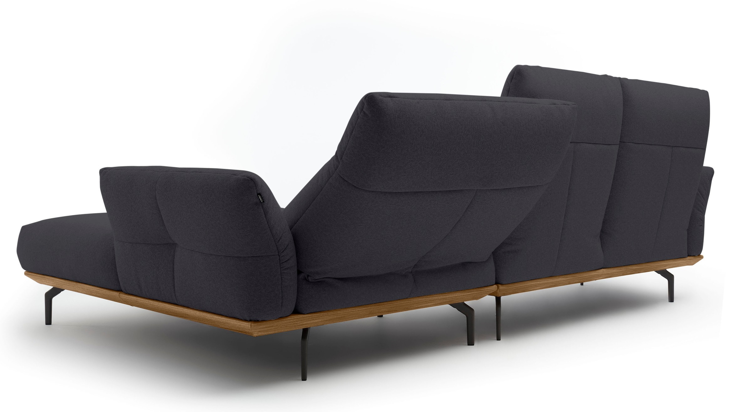 Creation BY ROLF BENZ Ecksofa »CR.460«, Sockel in Nussbaum, Winkelfüße in Umbragrau, Breite 298 cm