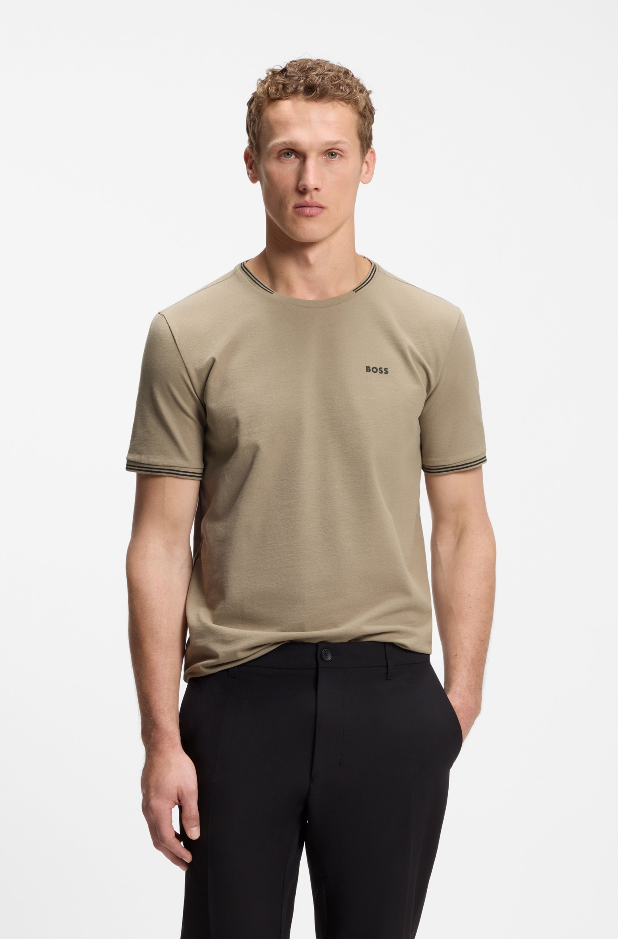 BOSS GREEN T-Shirt "Taul Stretch-Baumwoll-Pique" aus softem Stretch-Baumwoll-Piqué, Regular Fit, Kühlend