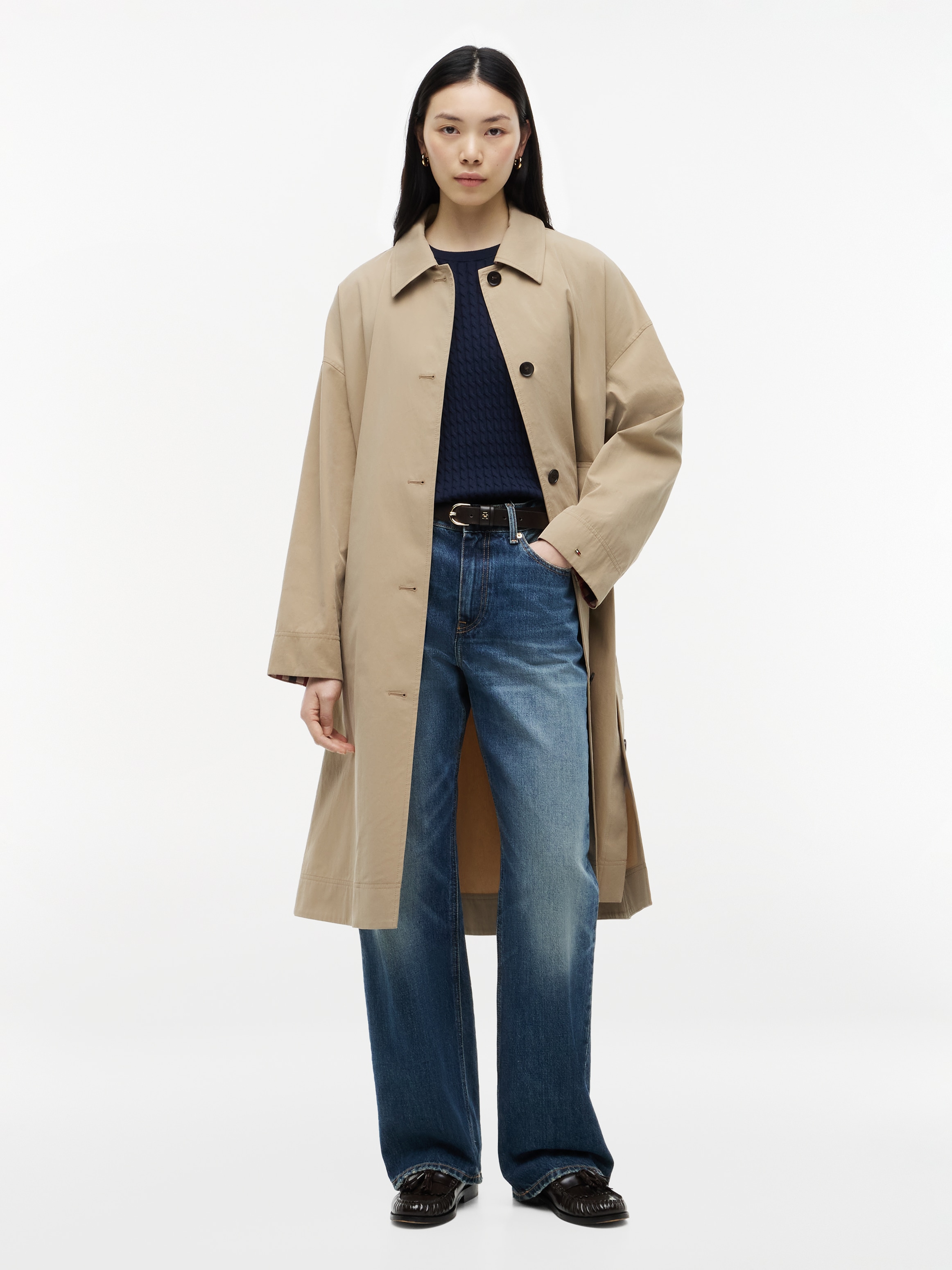 Tommy Hilfiger Trenchcoat "COTTON COAT" Eleganter Umlegekragen, aus Baumwollmischung