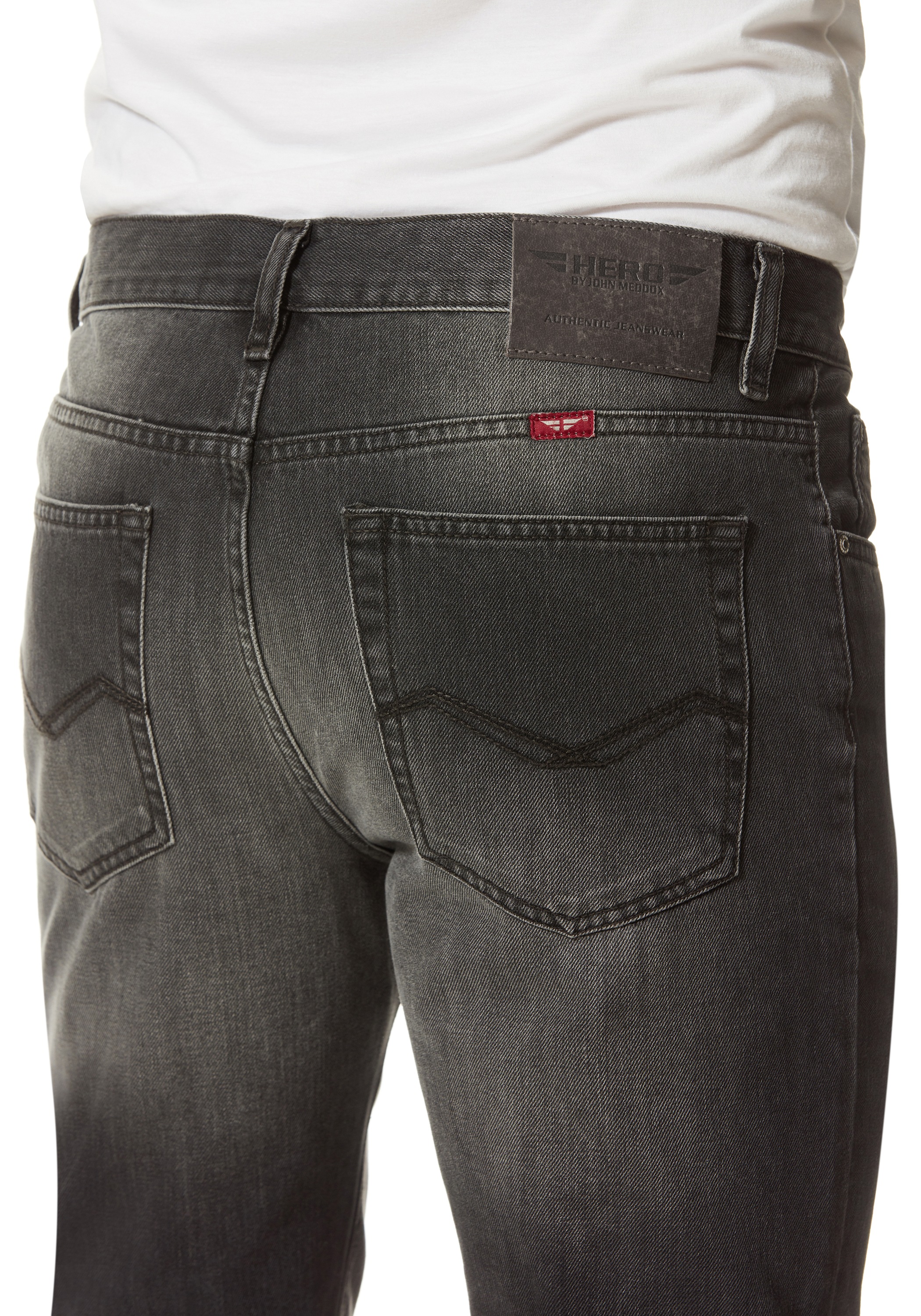 HERO by John Medoox 5-Pocket-Jeans »Phoenix Denim Big Straight Cut Stretch«, Straight Fit Casual Clean Wash Denim Jeans für Herren