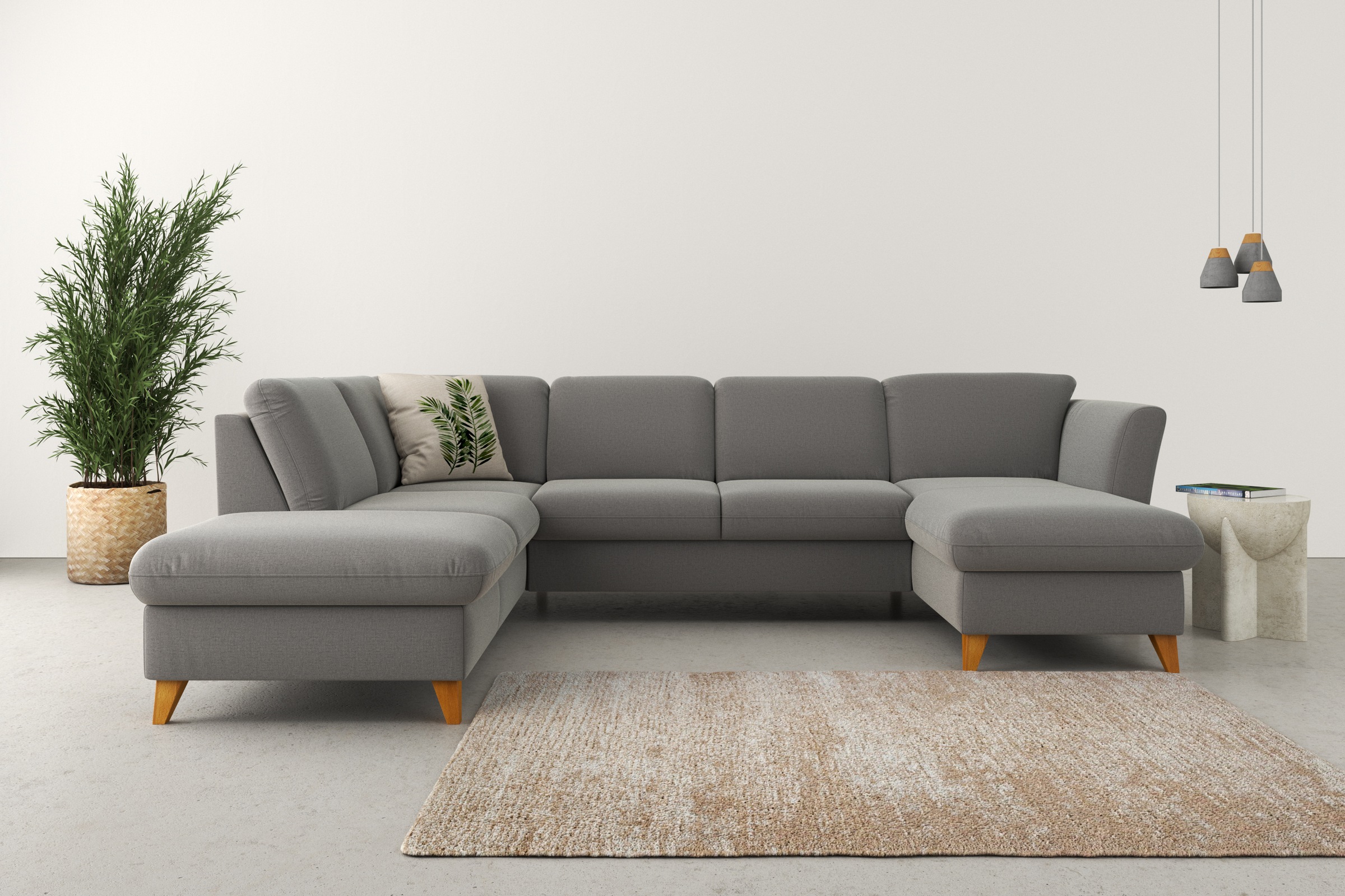 Home affaire Wohnlandschaft »Trelleborg U-Form«, Federkern-Polsterung, wahlweise mit Bettfunktion und Stauraum