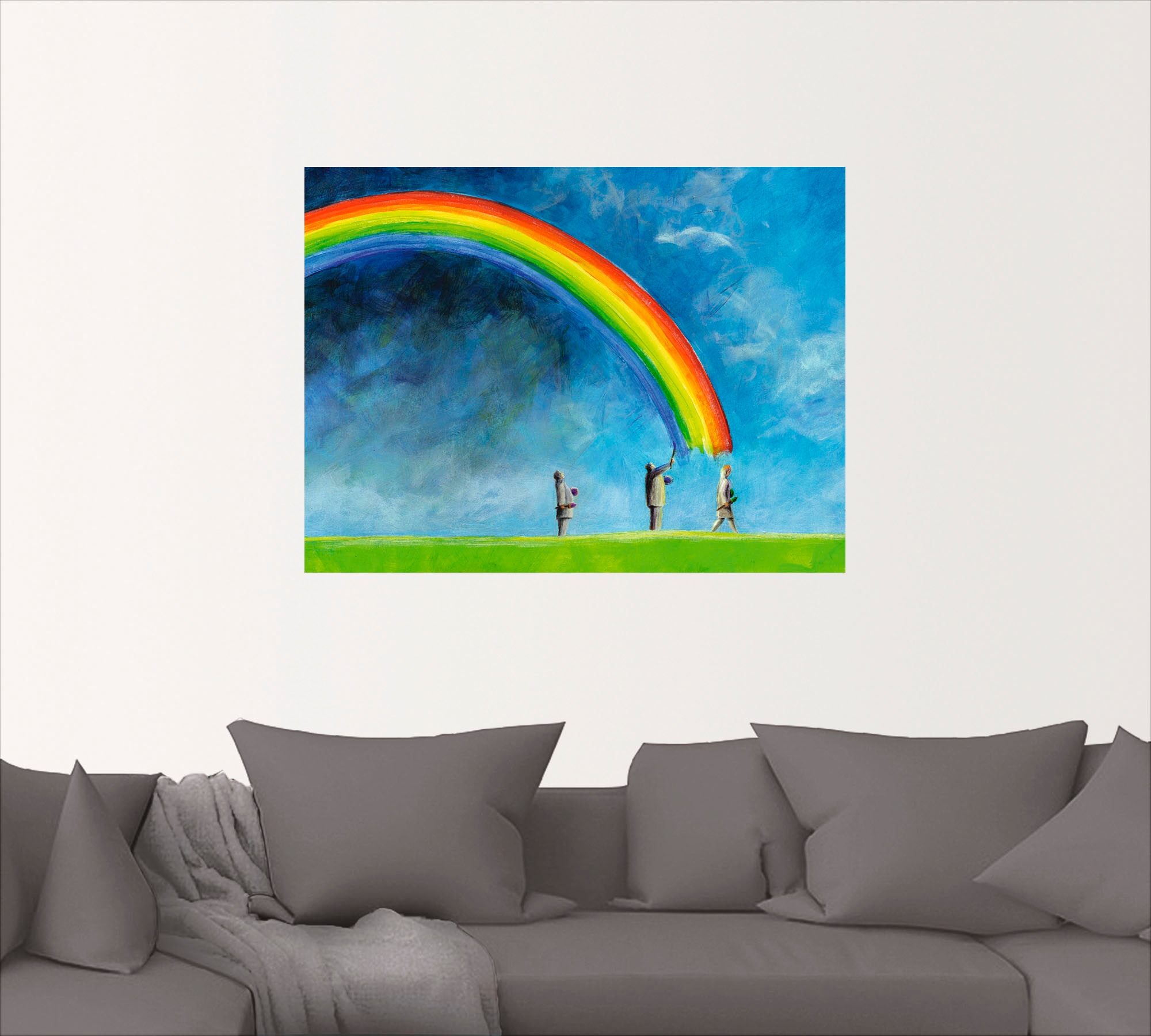 Artland Poster »Regenbogen malen«, Gruppen & Familien, (1 St.), als Leinwandbild, Wandaufkleber oder Poster in versch. Größen