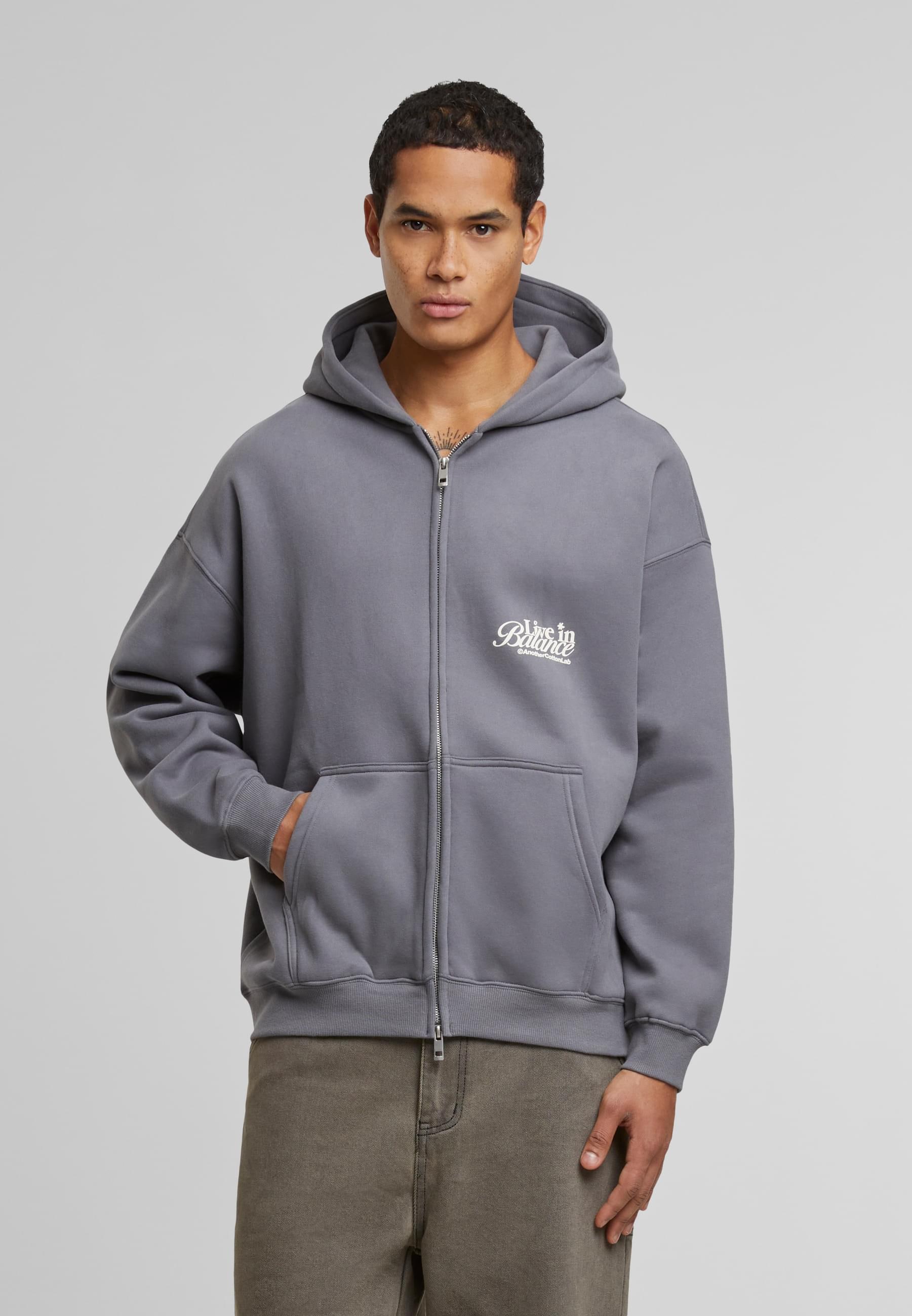 Another Cotton Lab Kapuzensweatshirt »Another Cotton Lab Live in Balance Heavy Oversized Zip Hoodie«, (1 tlg.)