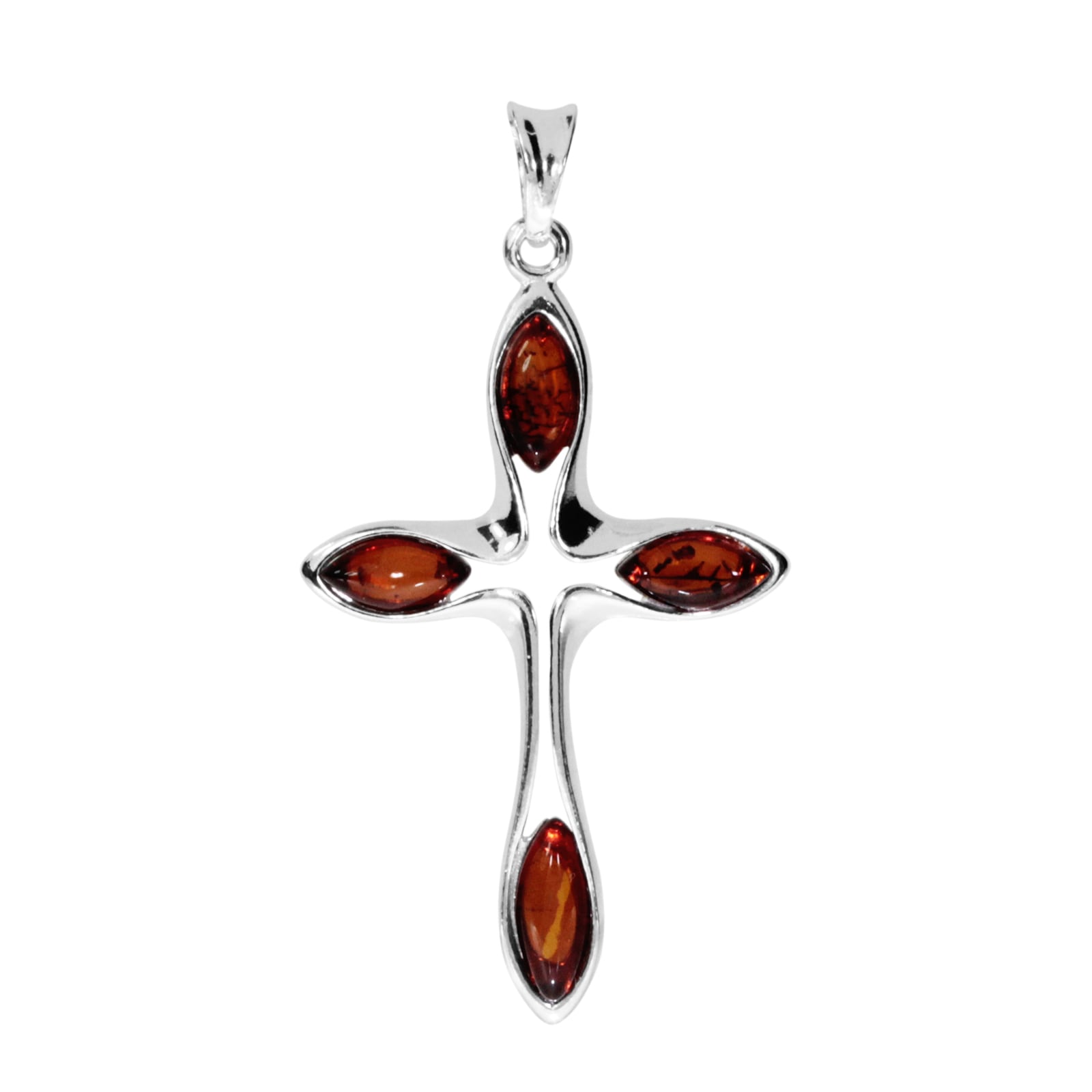 "Kettenanhänger OSTSEE-SCHMUCK ""Ostsee-Schmuck Anhänger Kreuz 38 x 24 mm"", weiß, Schmuckanhänger, Damen, 46 x 24mm, Silber 925 (Sterlingsilber)