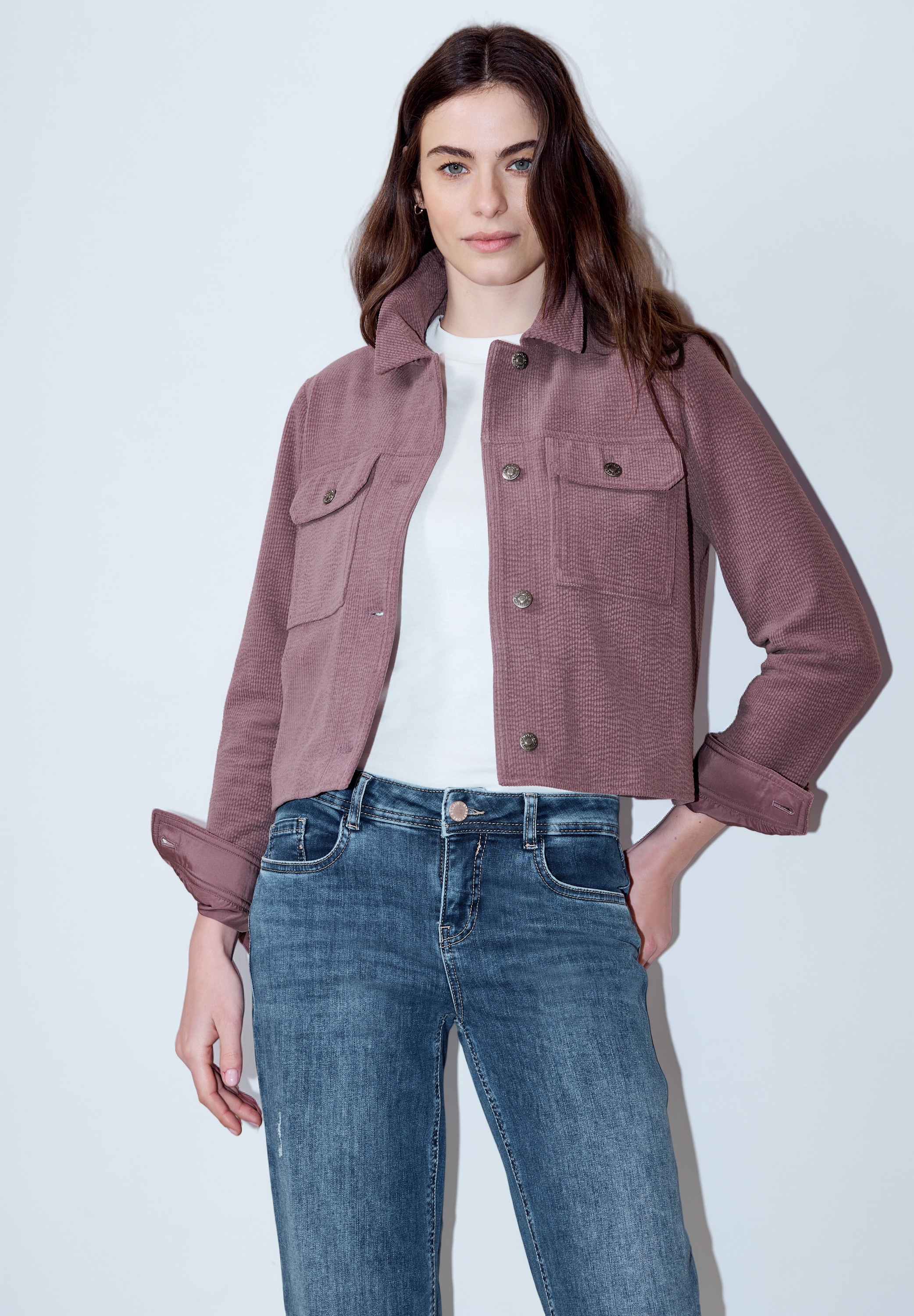 STREET ONE STUDIO Kurzjacke ohne Kapuze in Cord-Optik